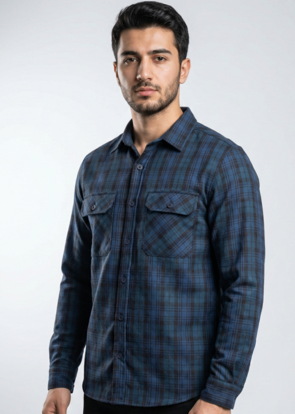flannel Casual Shirt in Blue by Pinstripe