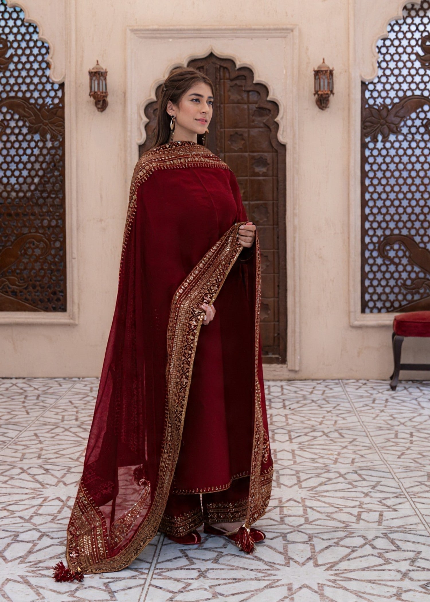 viscose Kurta Set in Maroon