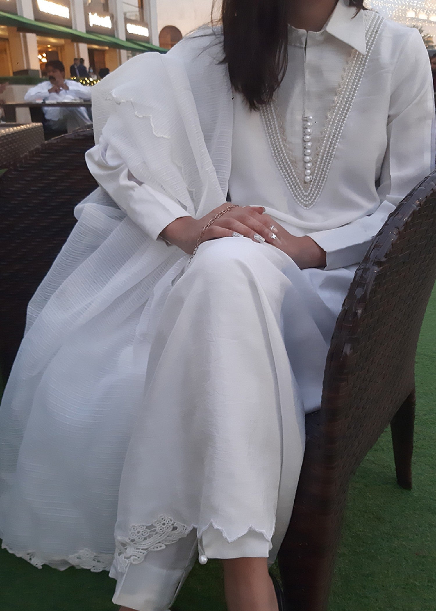 korean raw silk Kurta Set in Ivory