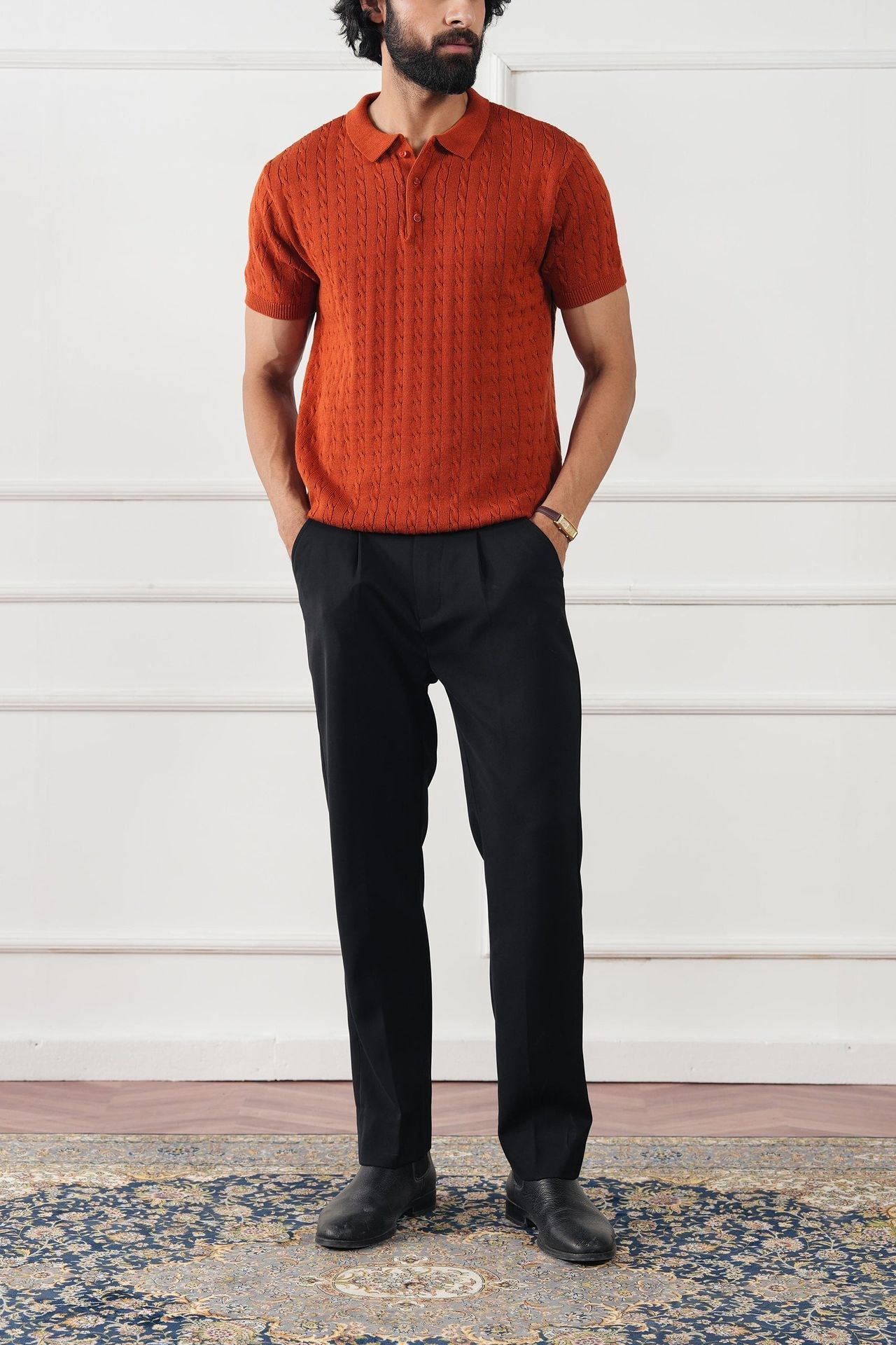 cotton jersey Polo Shirt in Pumpkin orange
