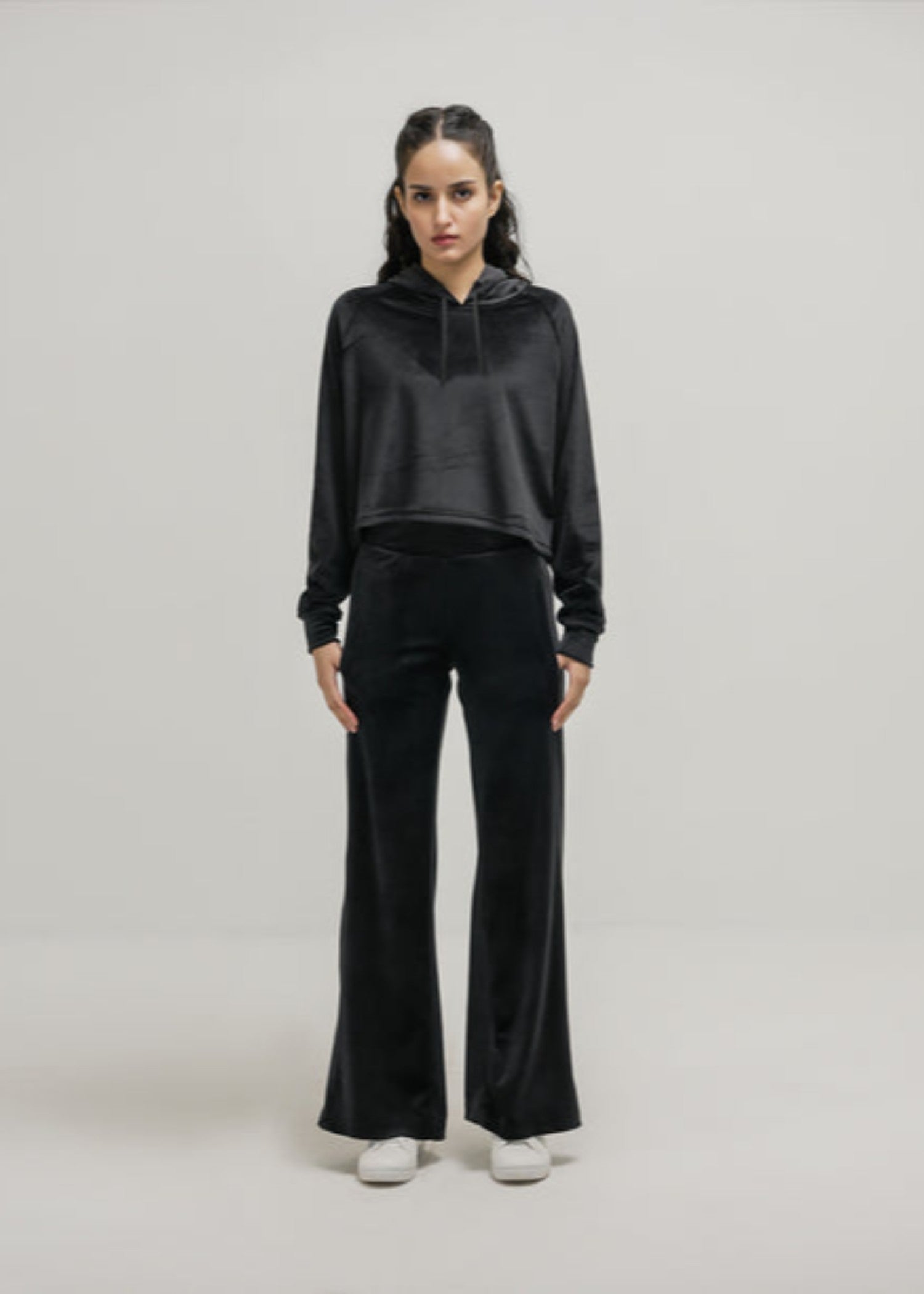 polyester-spandex Hoodie in Black