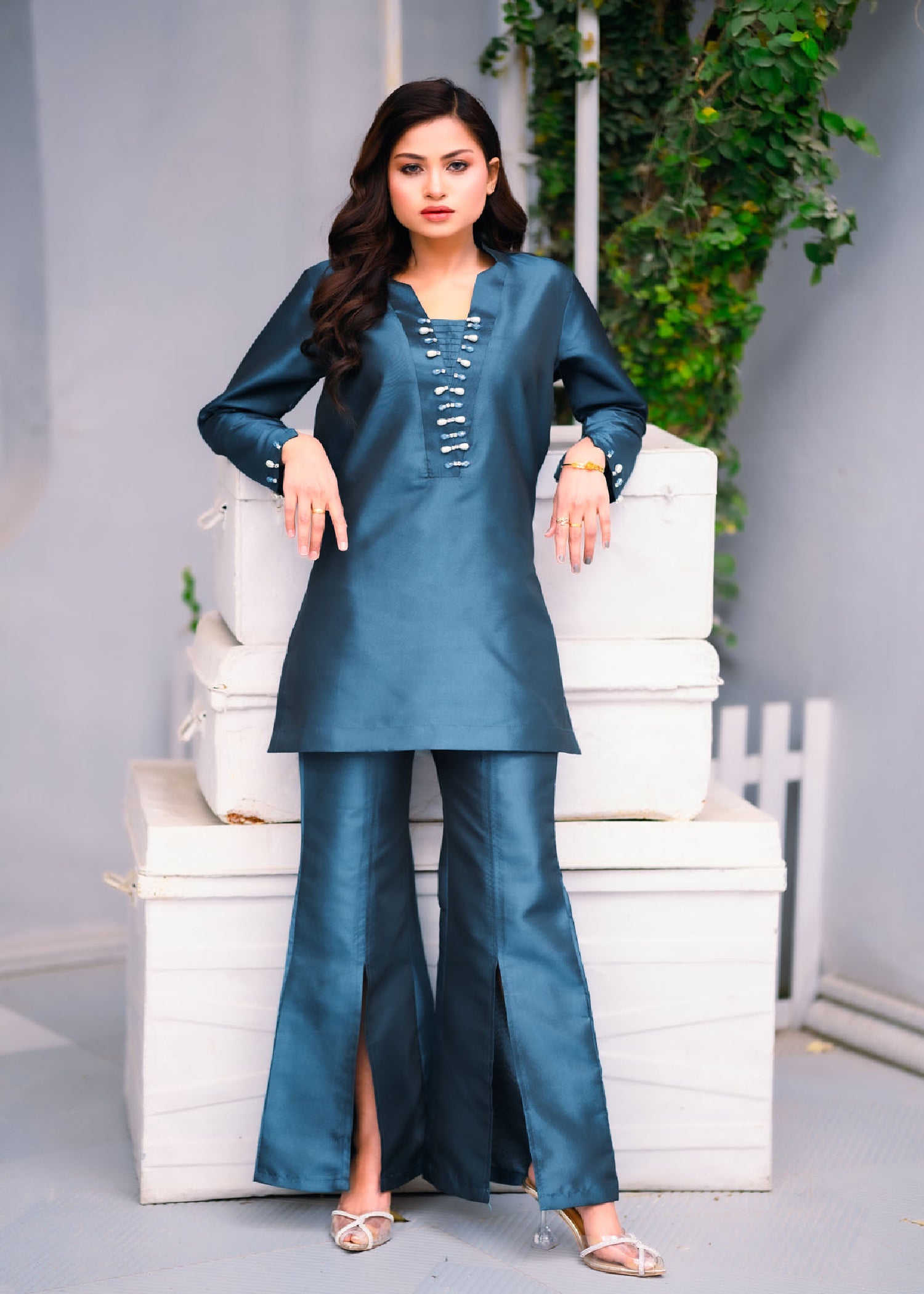 kattan silk Co Ord Sets in Sapphire blue