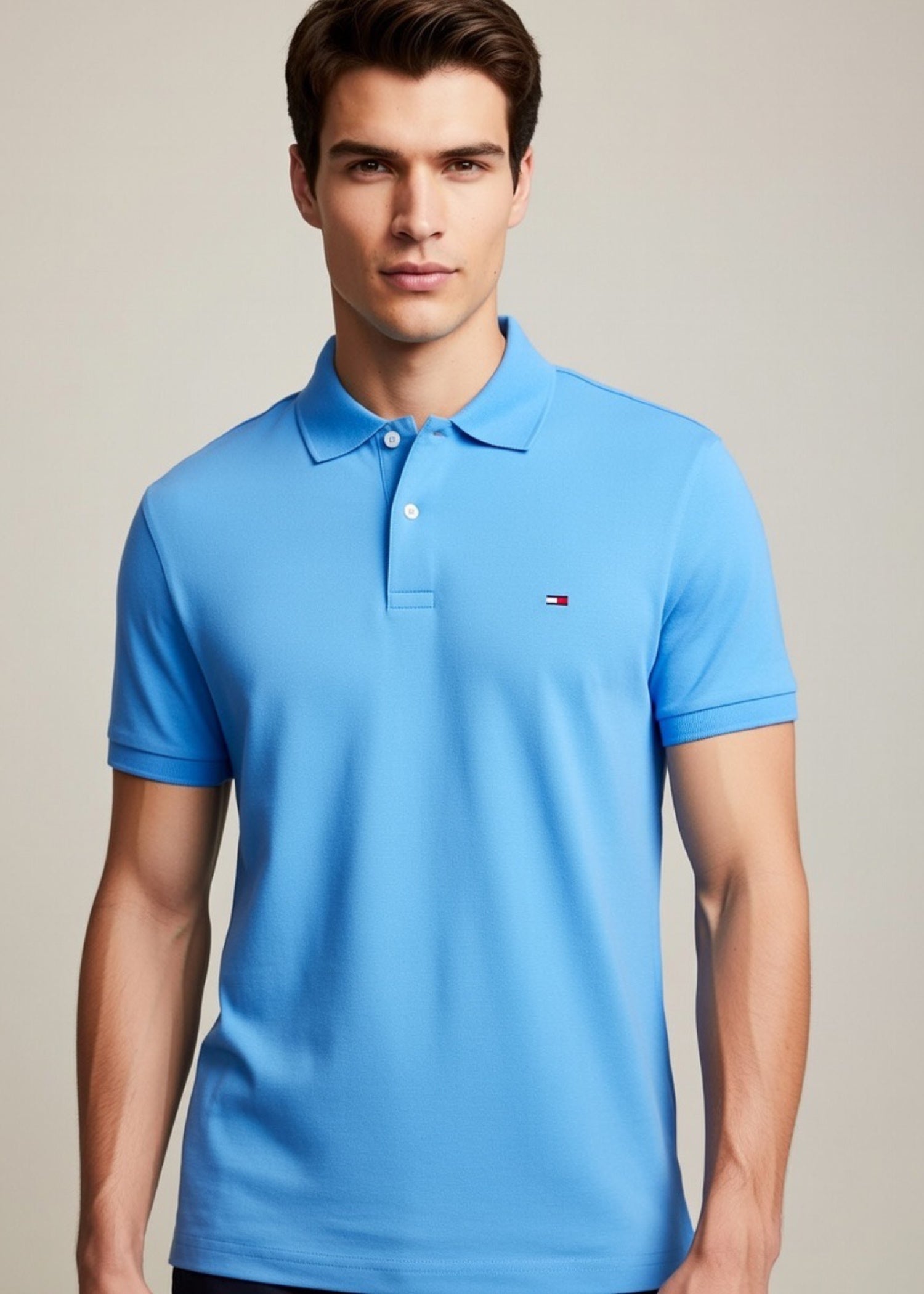 polycotton Polo Shirt in Sky blue