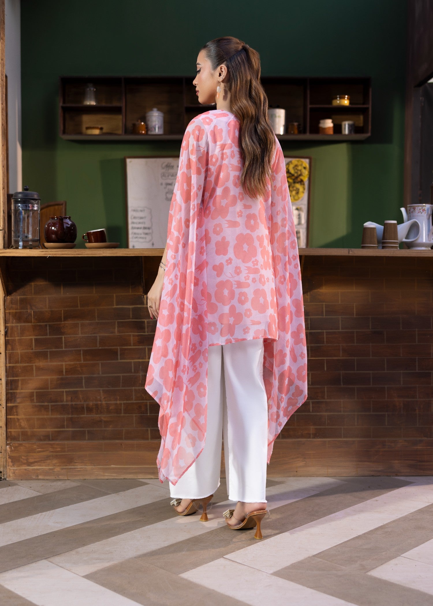 chiffon Kaftan in Pink