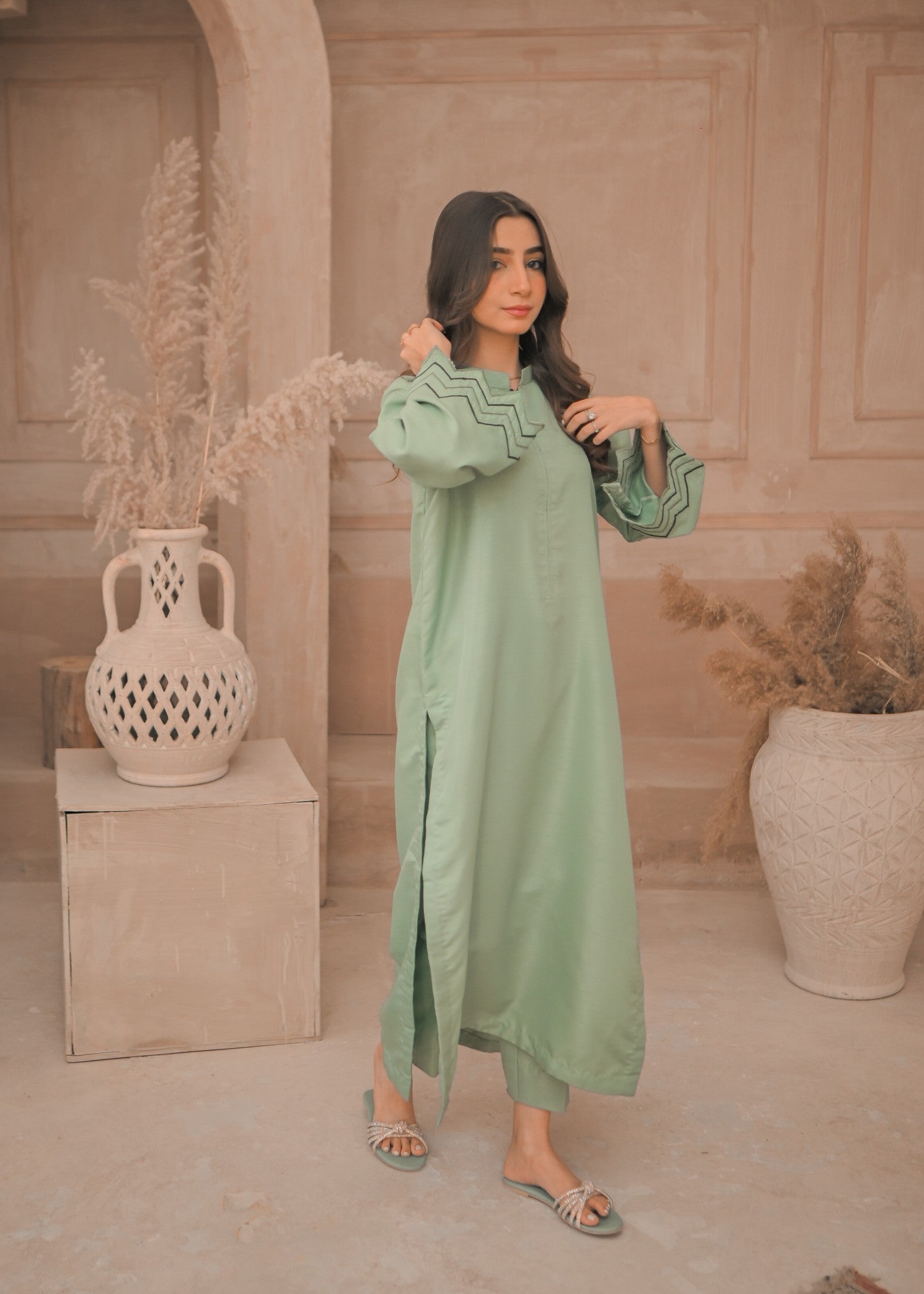 indian raw silk Co Ord Sets in Apple green