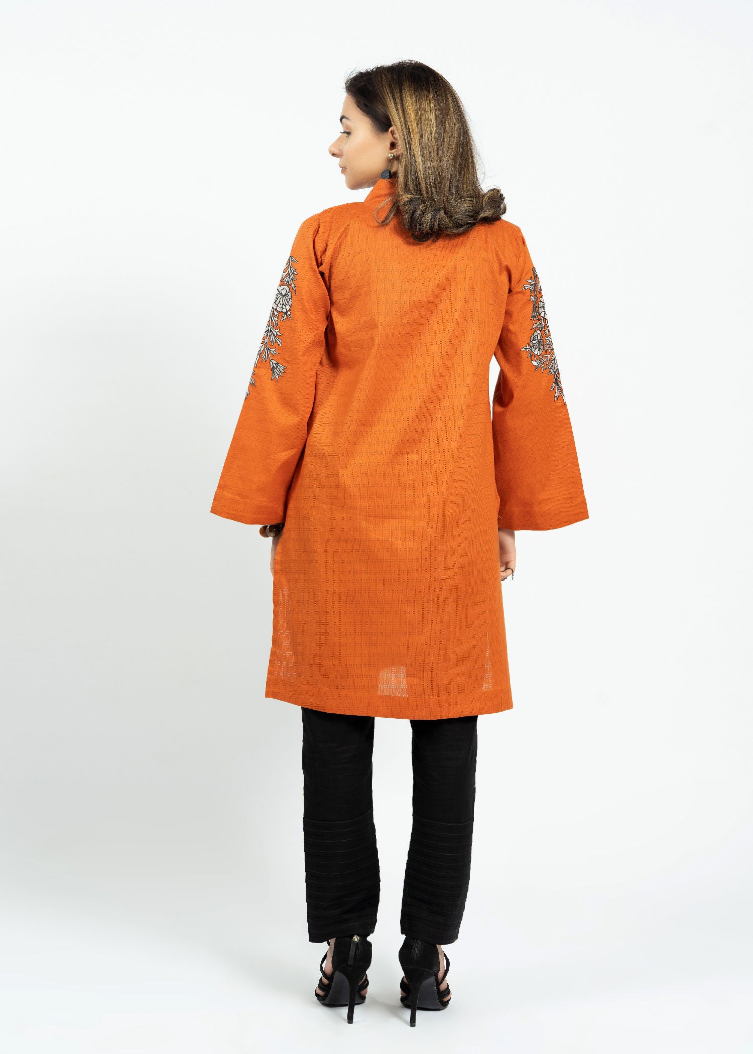 jacquard Kurti in Orange
