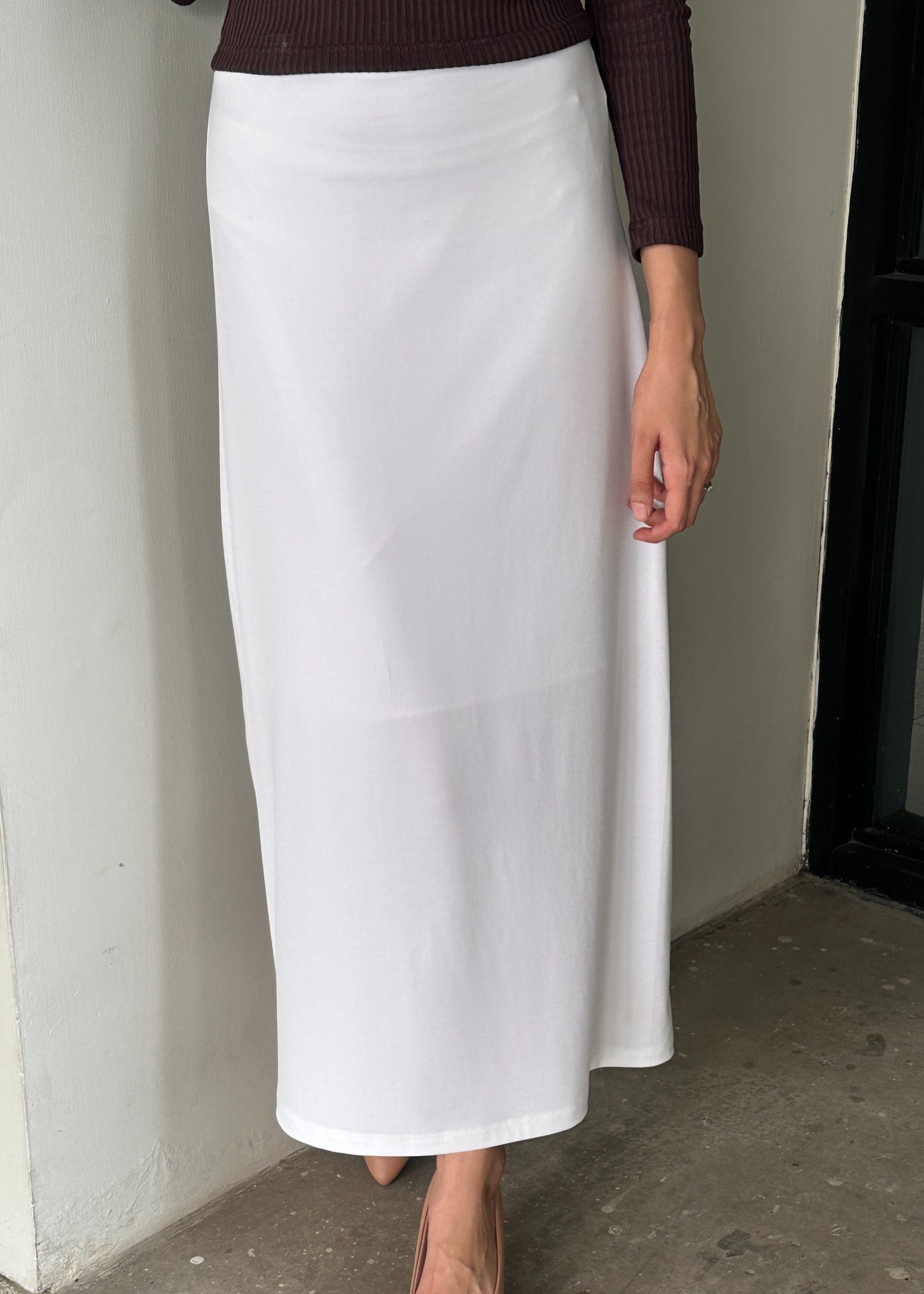 interlock knit Skirt in Off-white
