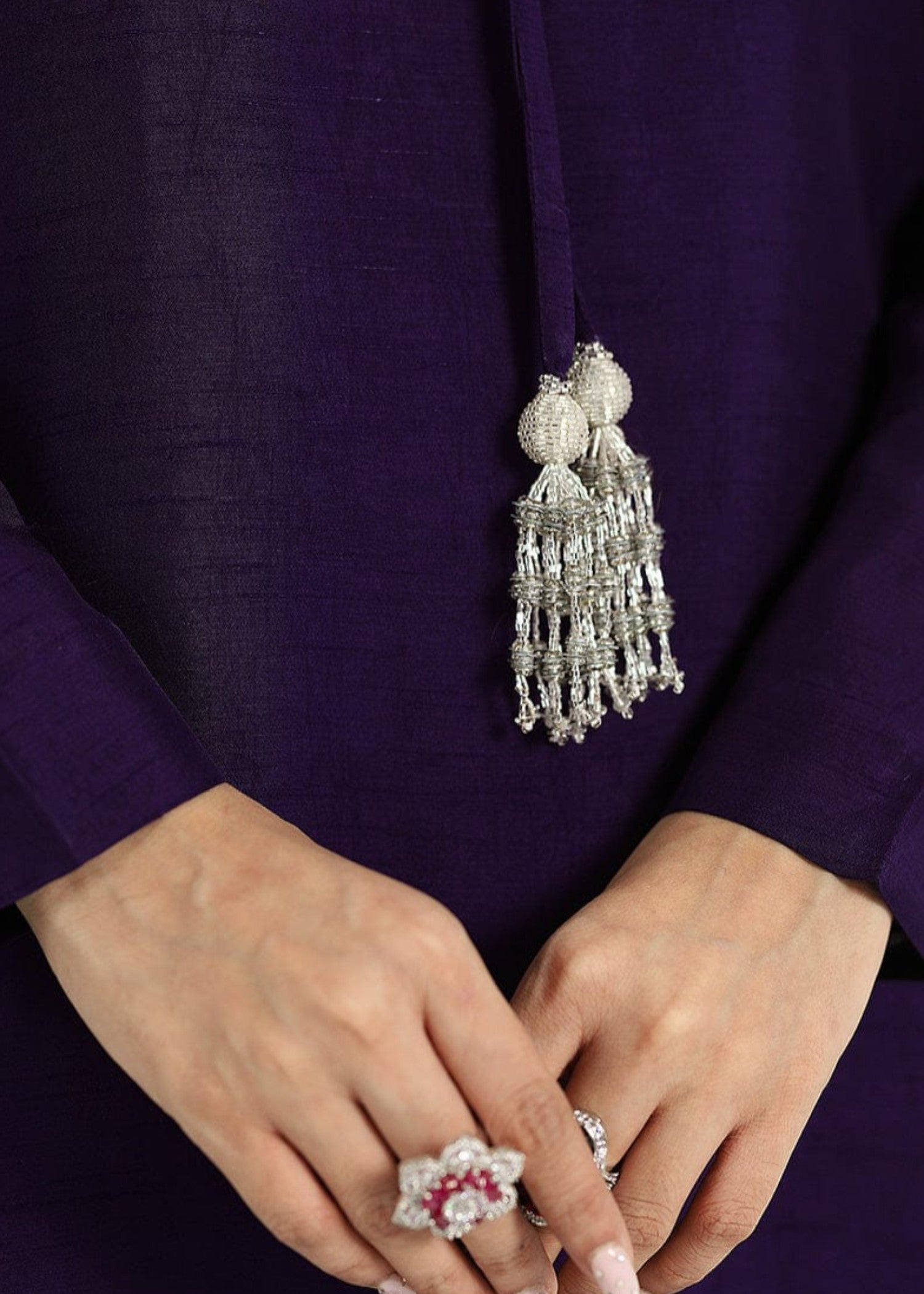 lawn Kurta Set in Deep purple