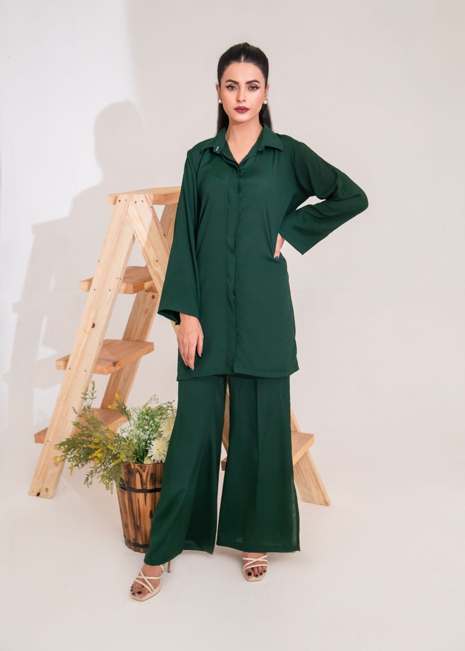 tropical Co Ord Sets in Bottle green