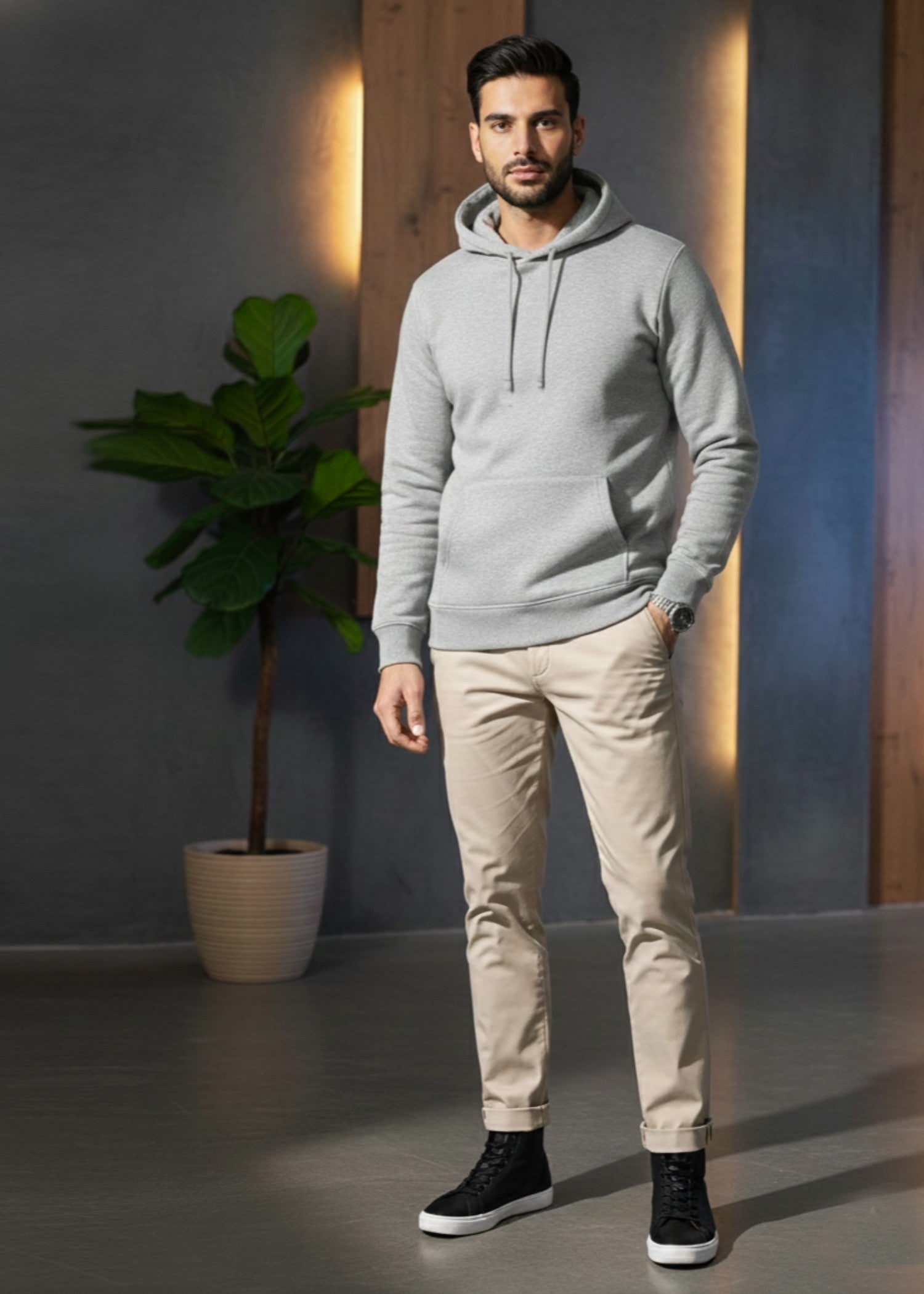 fleece Hoodie in Light grey by Coal Bones