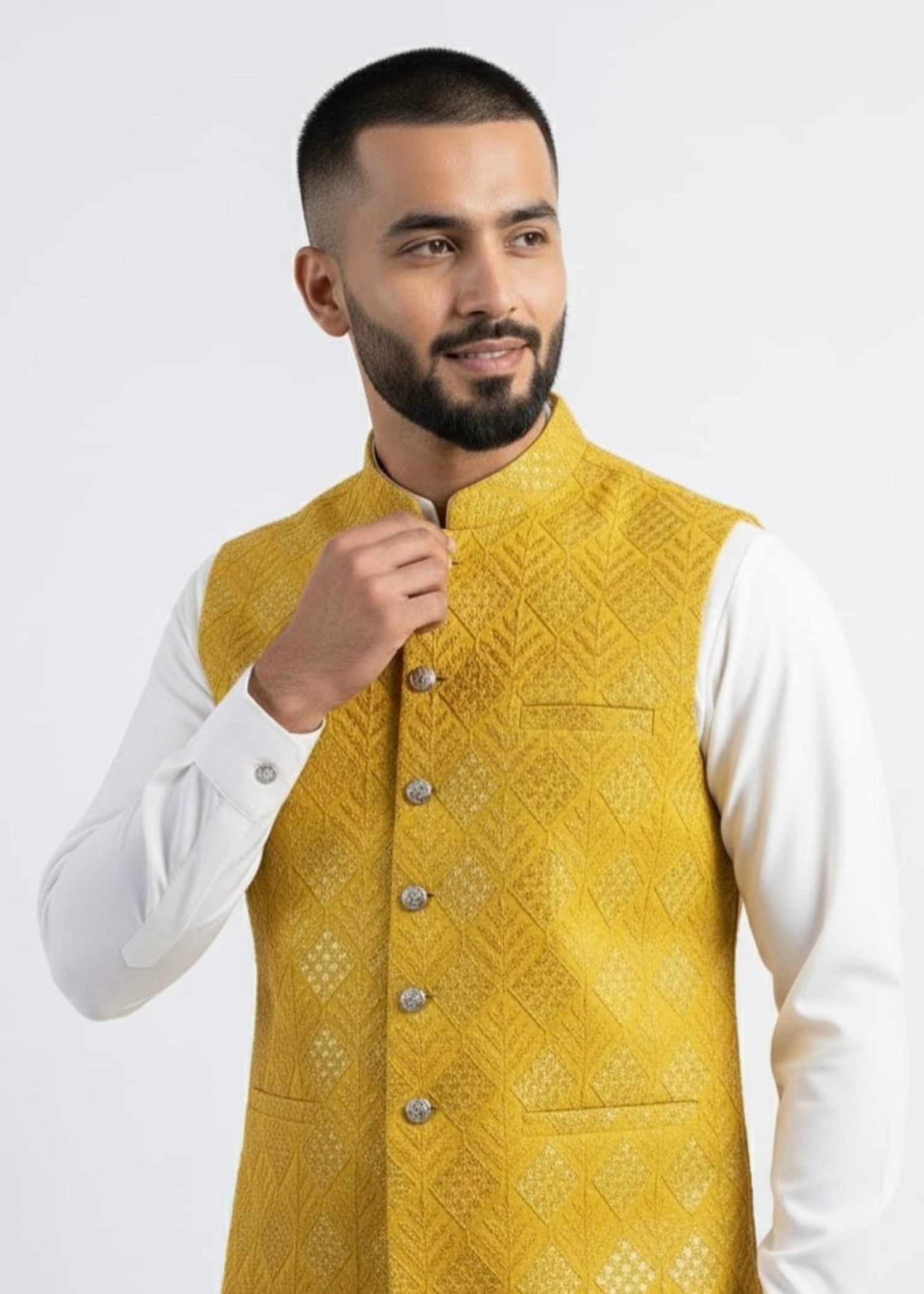raw silk Waistcoat in Mellow yellow