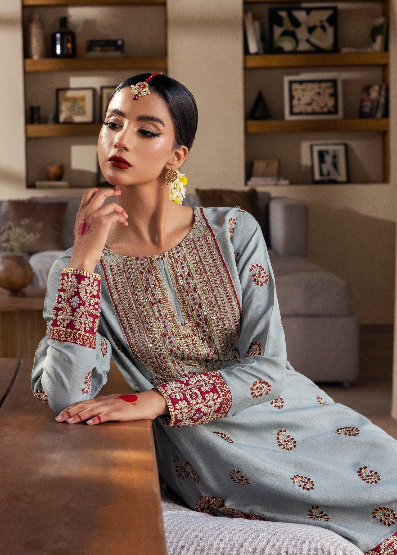 raw silk Gharara in Grey