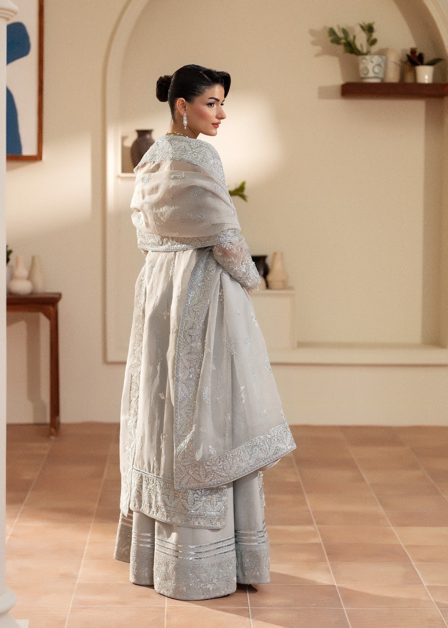 organza Sharara in Pastel grey