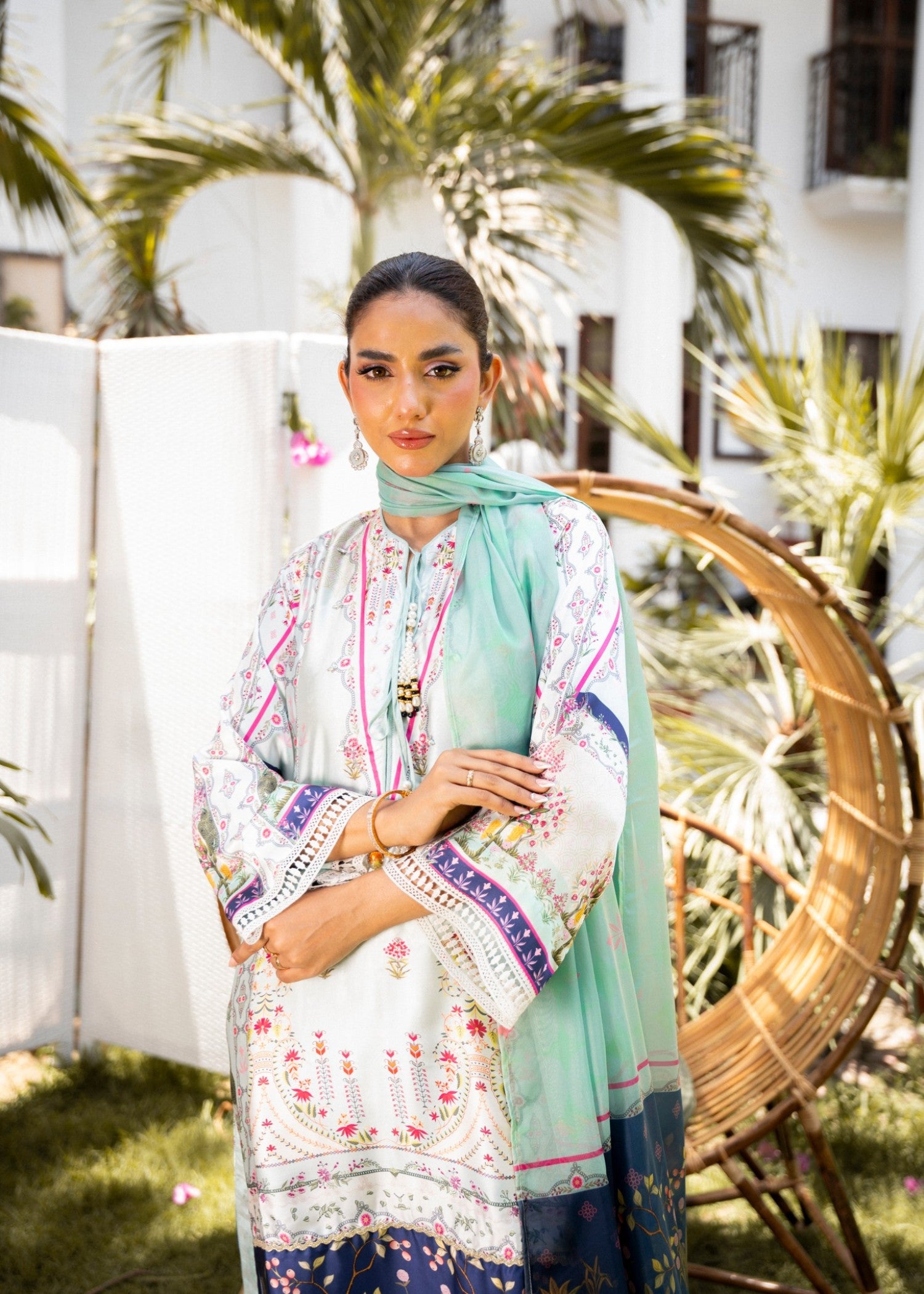 silk Sharara in Off-white