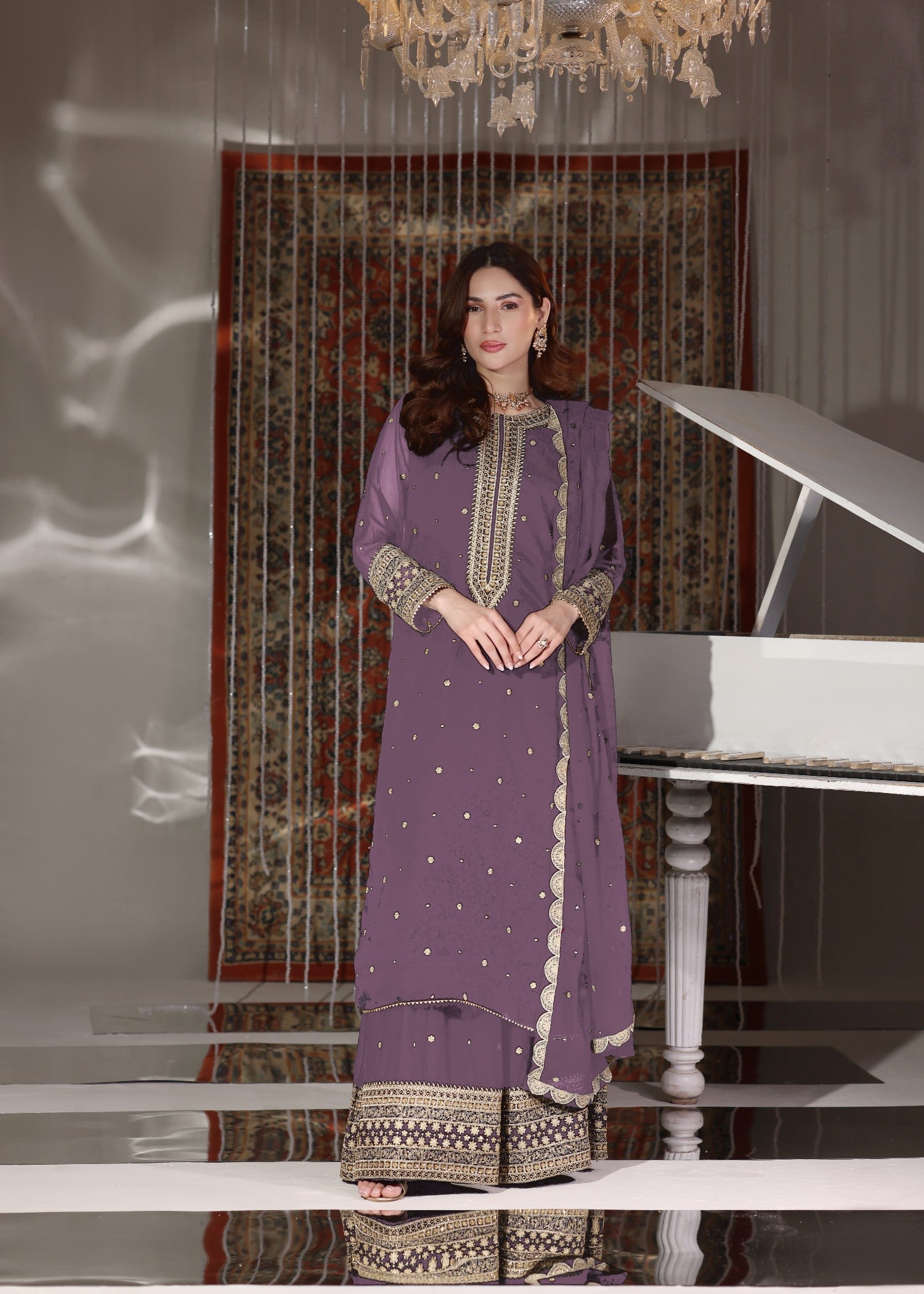 pk chiffon Lehenga in Lilac