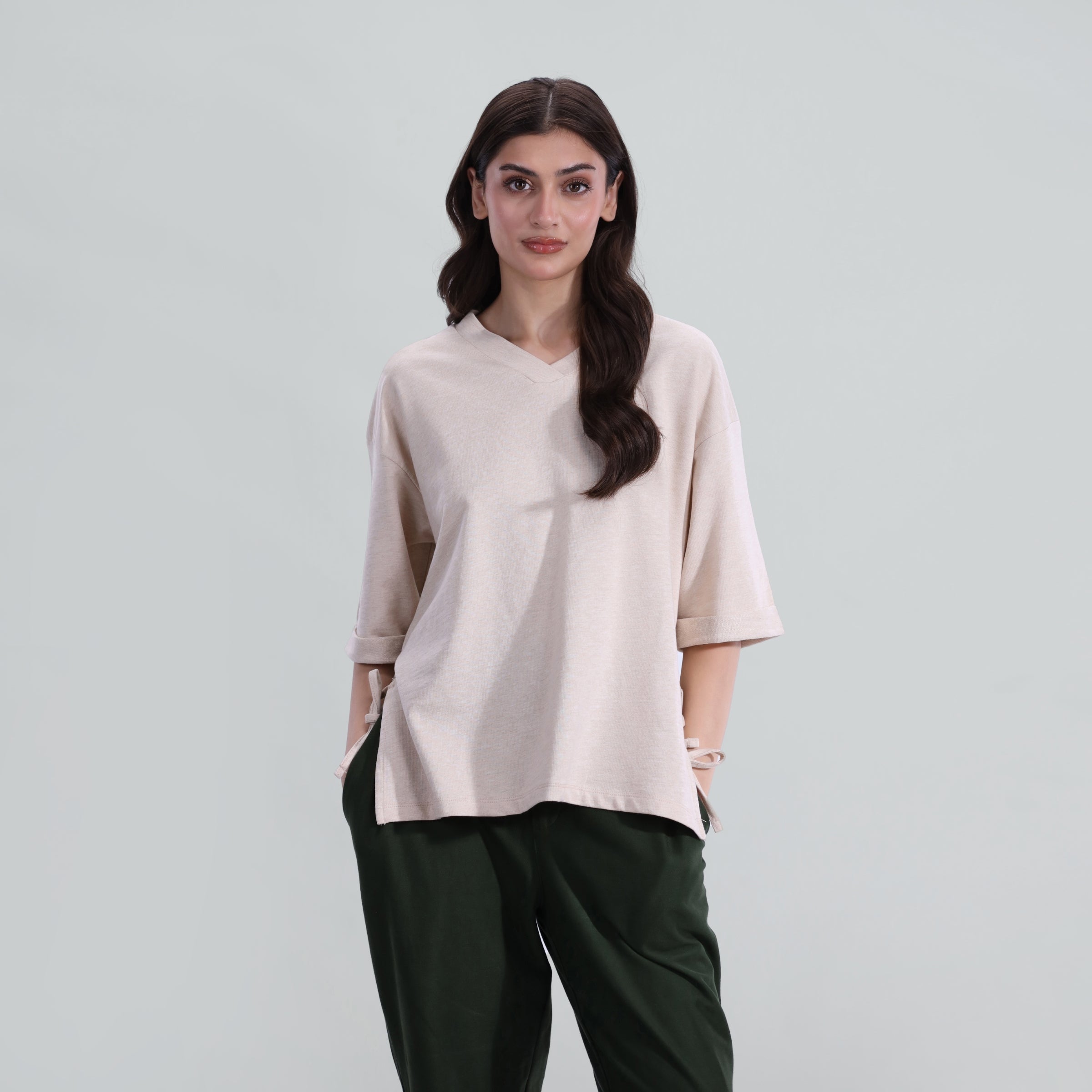 seersucker T Shirt in Ivory