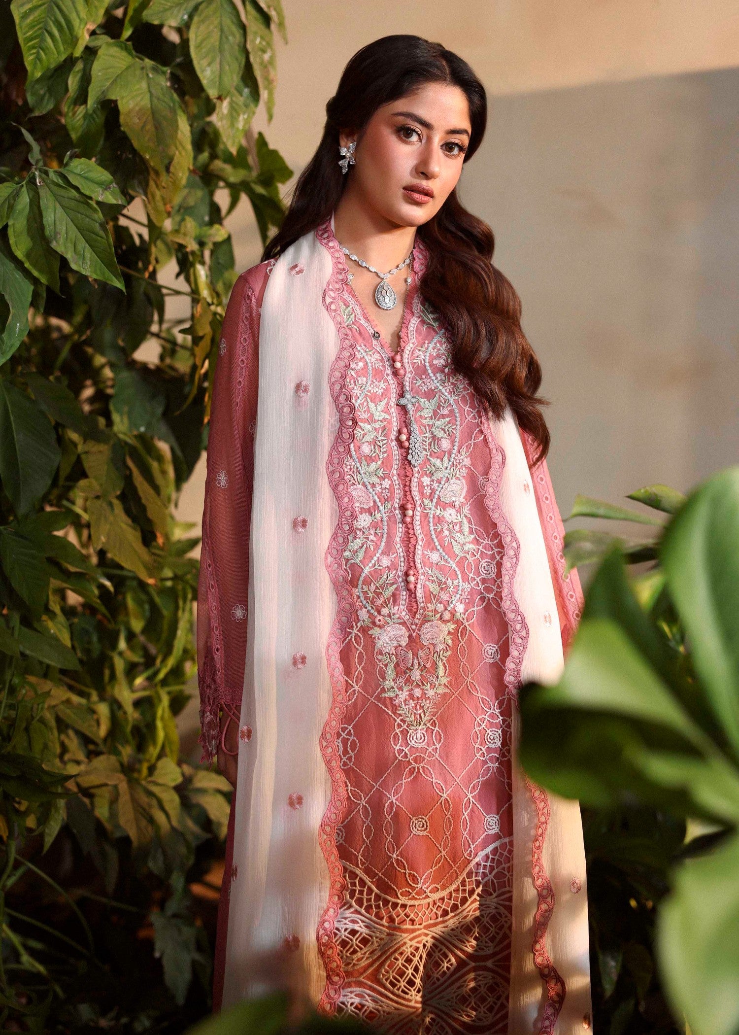 swiss voil Unstitched in Tea rose pink