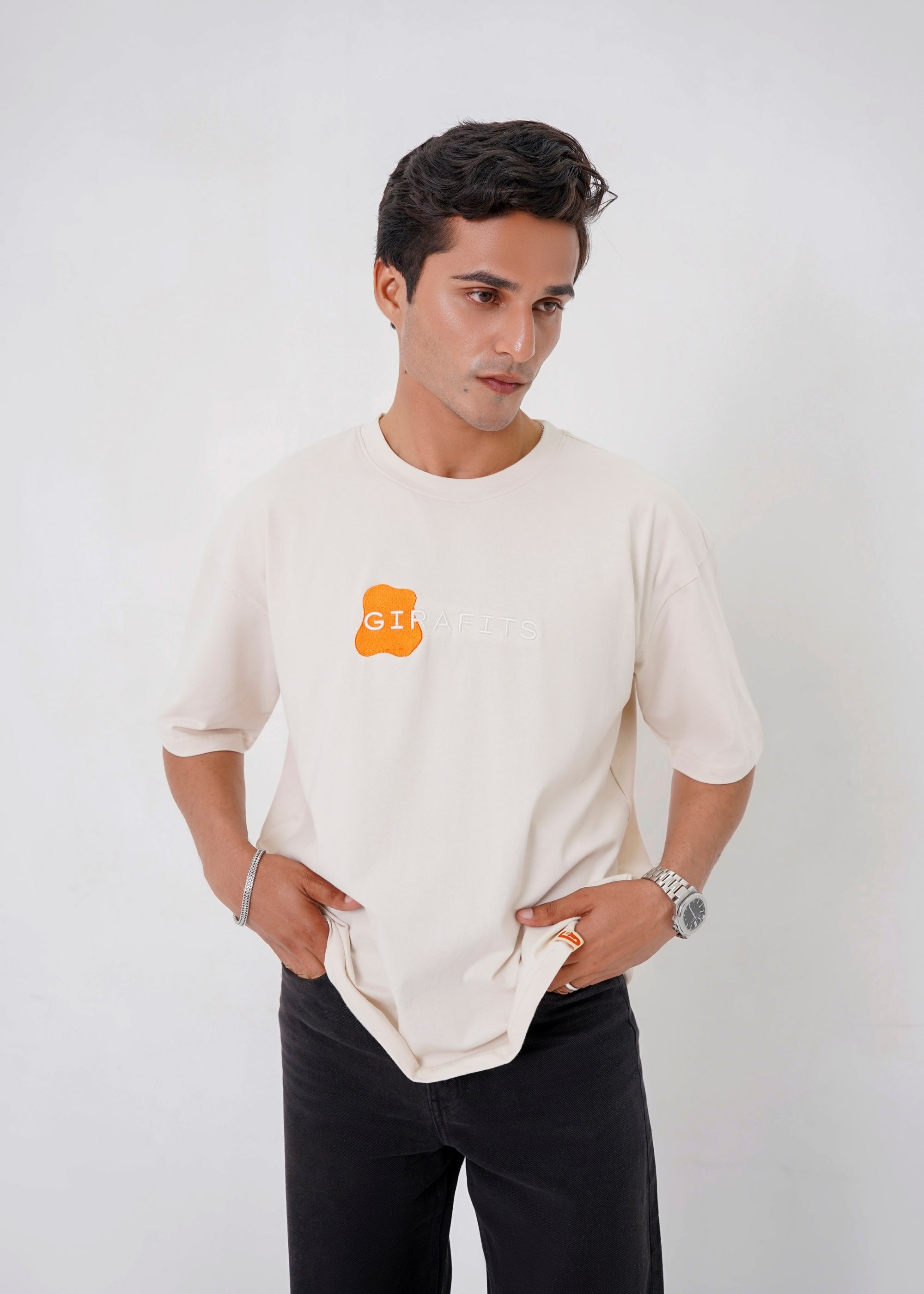 spandex T Shirt in Cream