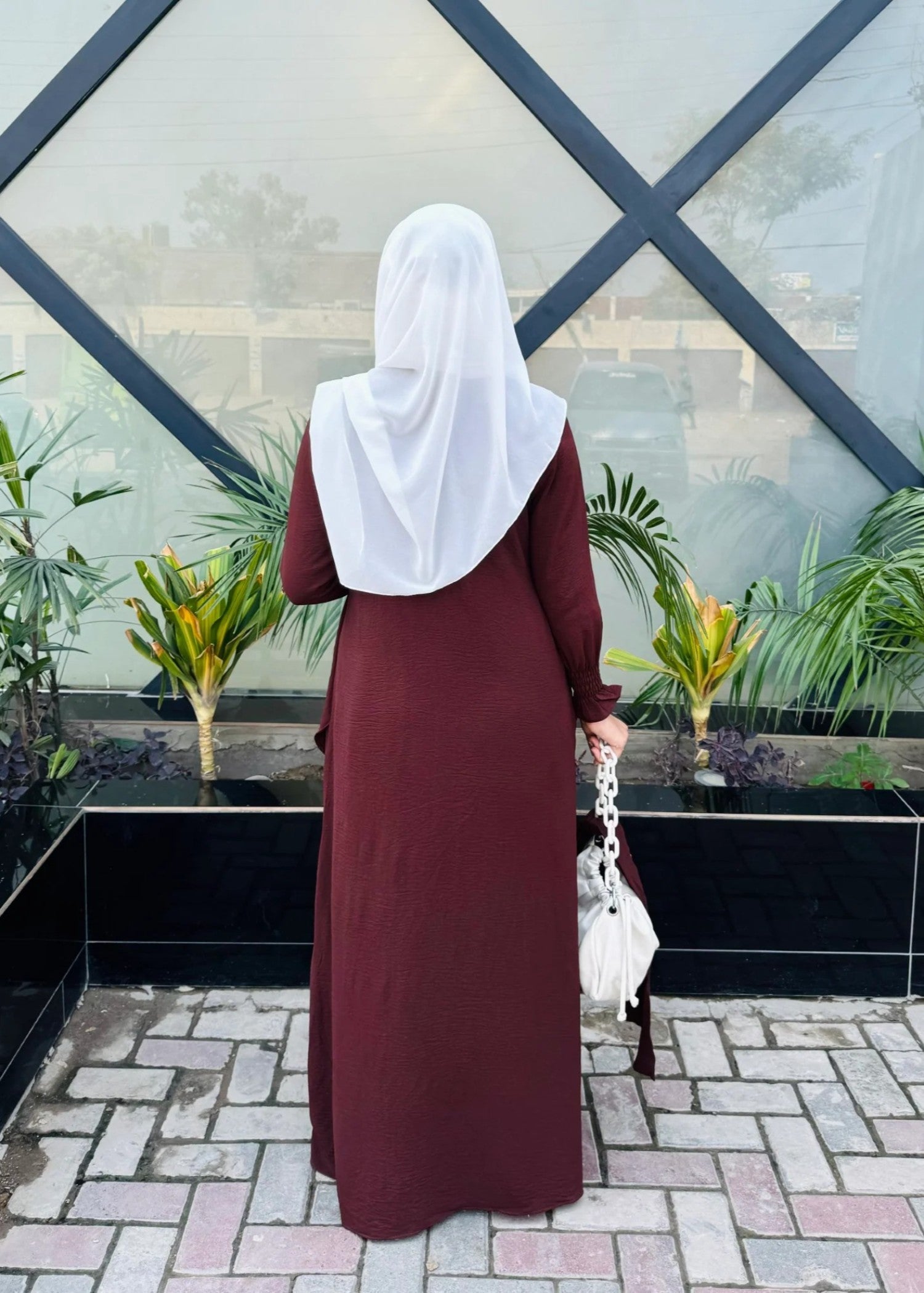 polyester Abaya in Wine