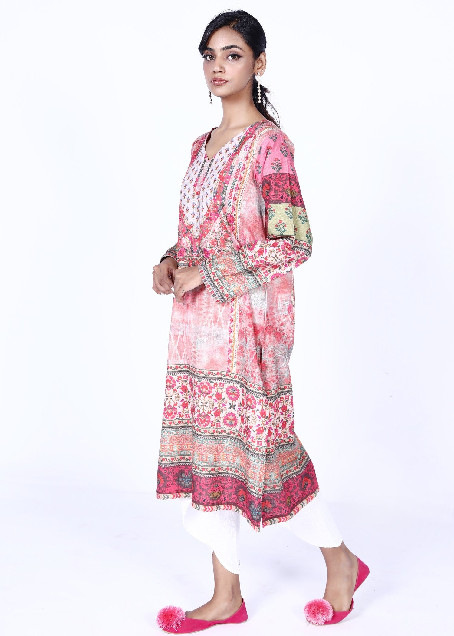 khaddar Kurti in Thulian pink