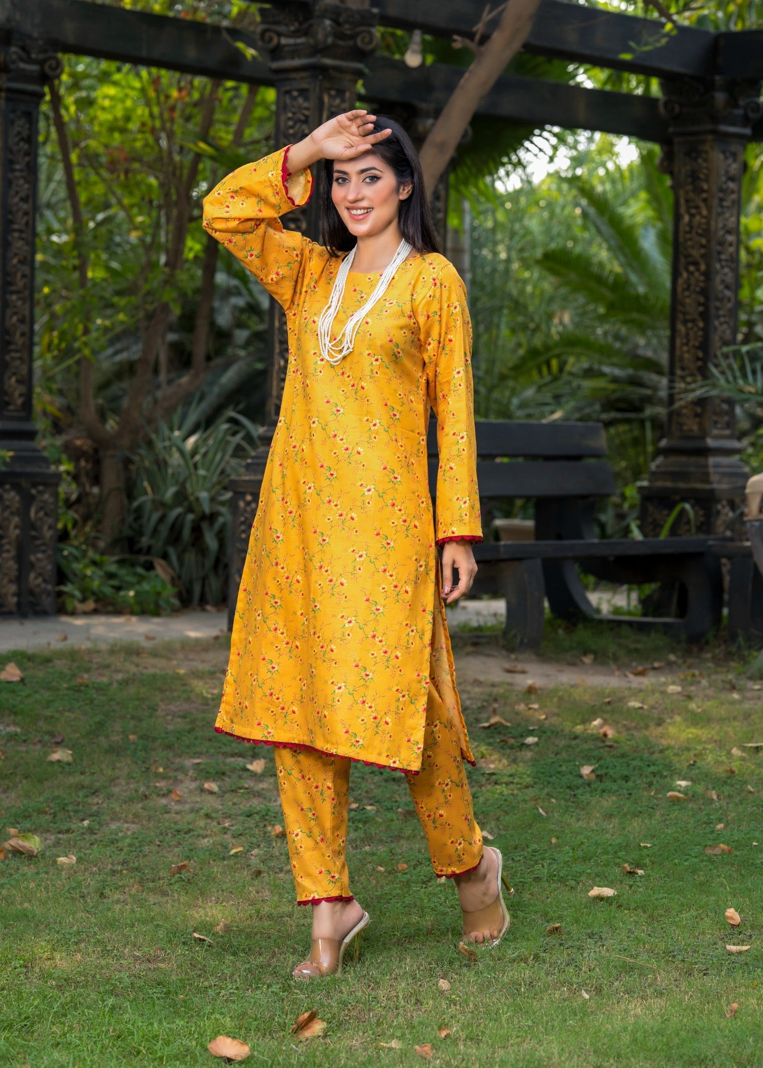 slub khaddar Unstitched in Yellow