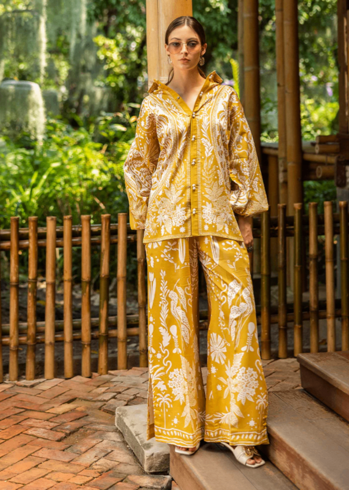 blended satin Co ord Sets in Mellow yellow