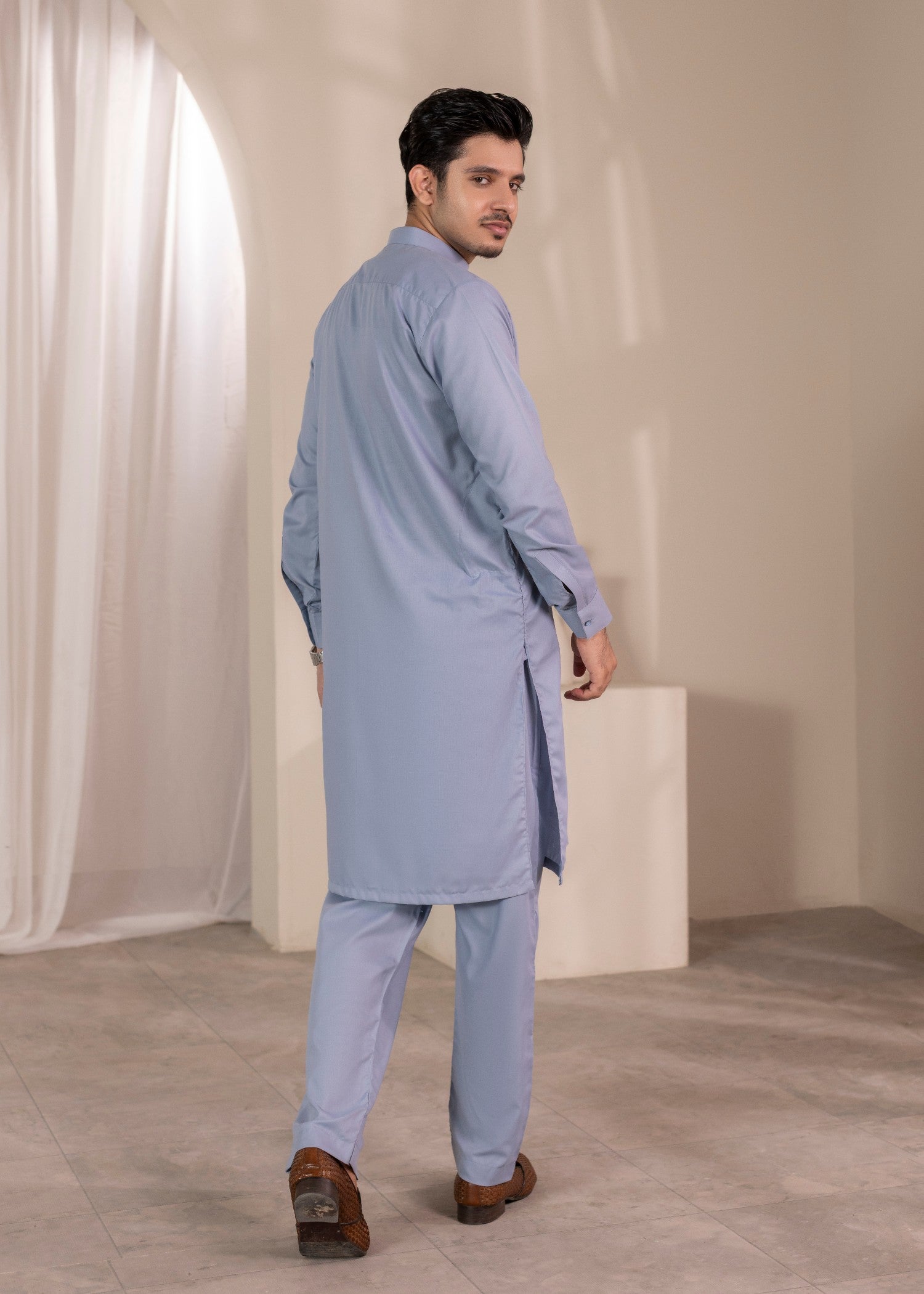 wash & wear Kurta Set in Ice blue