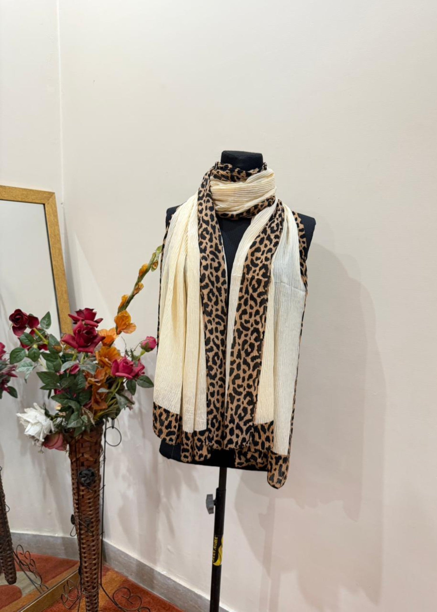 textured lawn Hijab in Cream