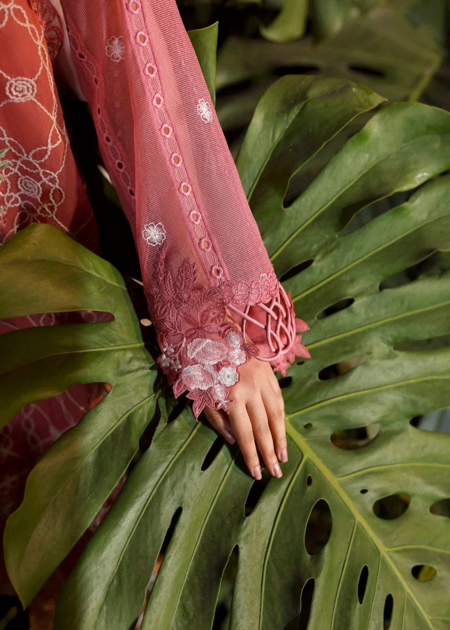 organza Unstitched in Pink