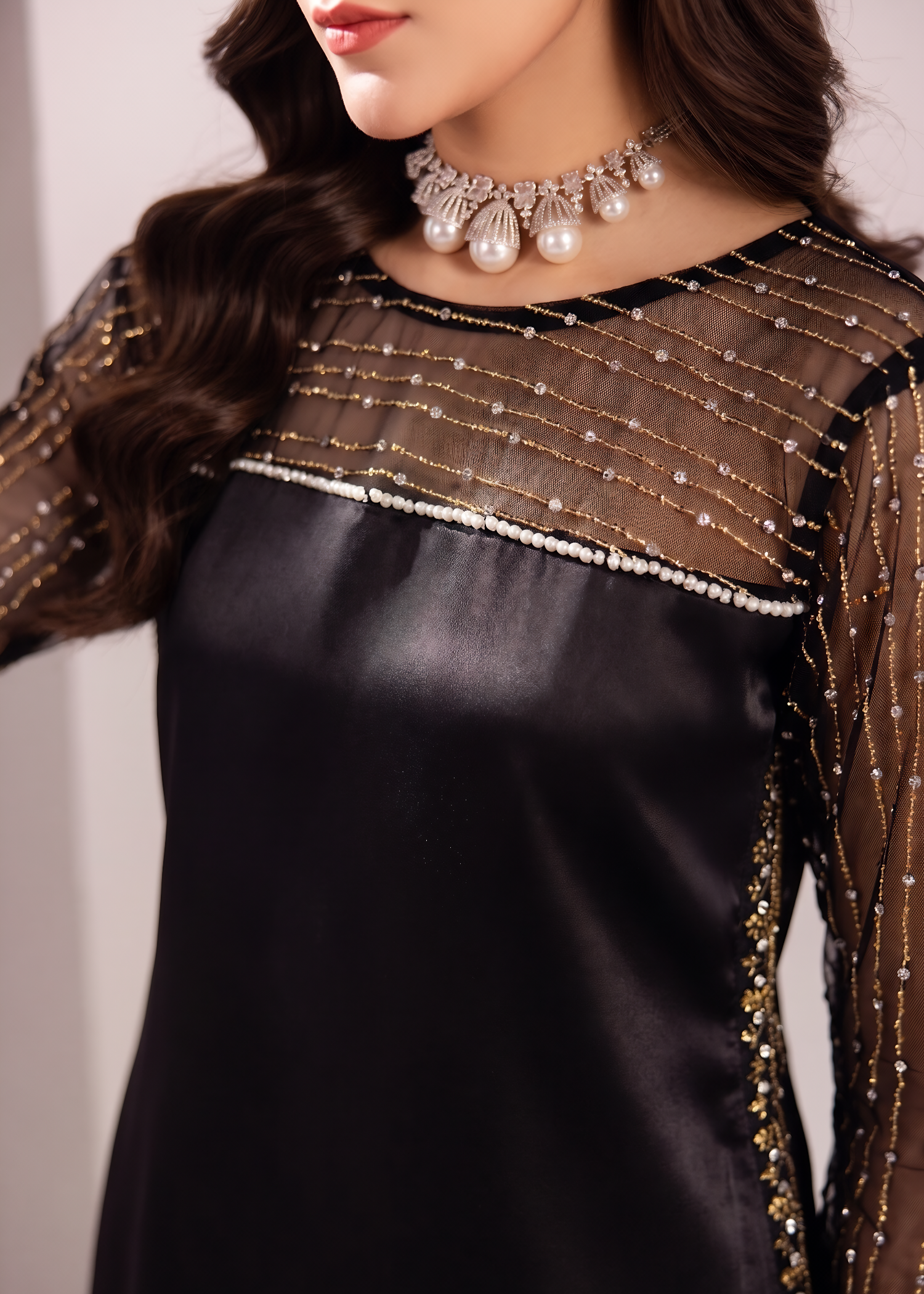 silk Kurta Set in Jet black