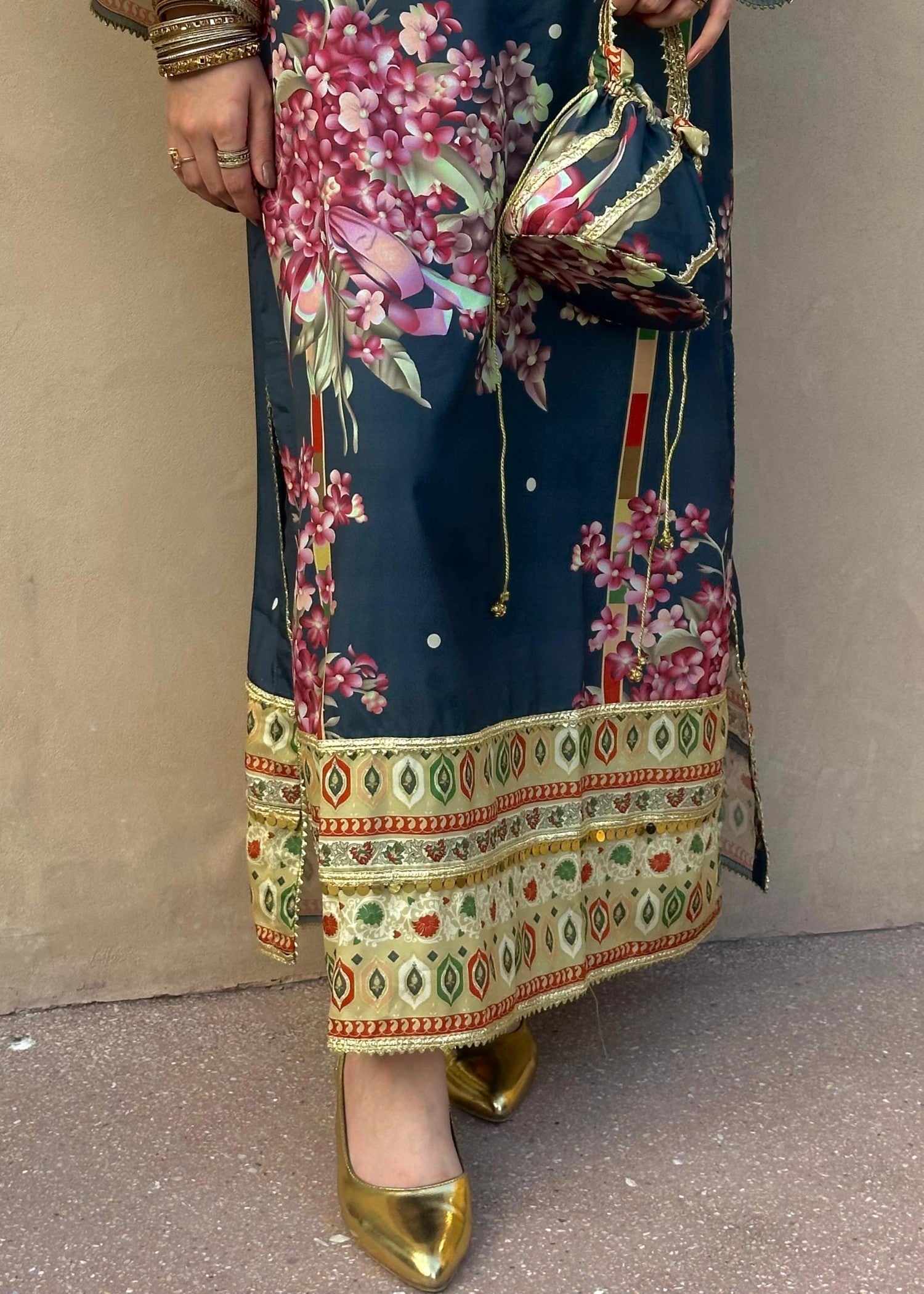 silk crepe Kurti in Multi