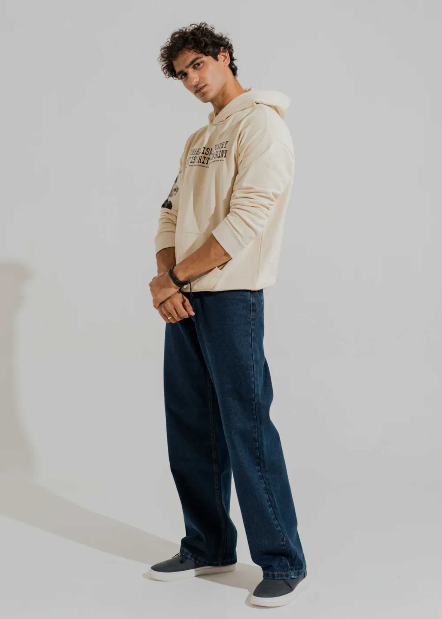 cotton Hoodie in Off-white