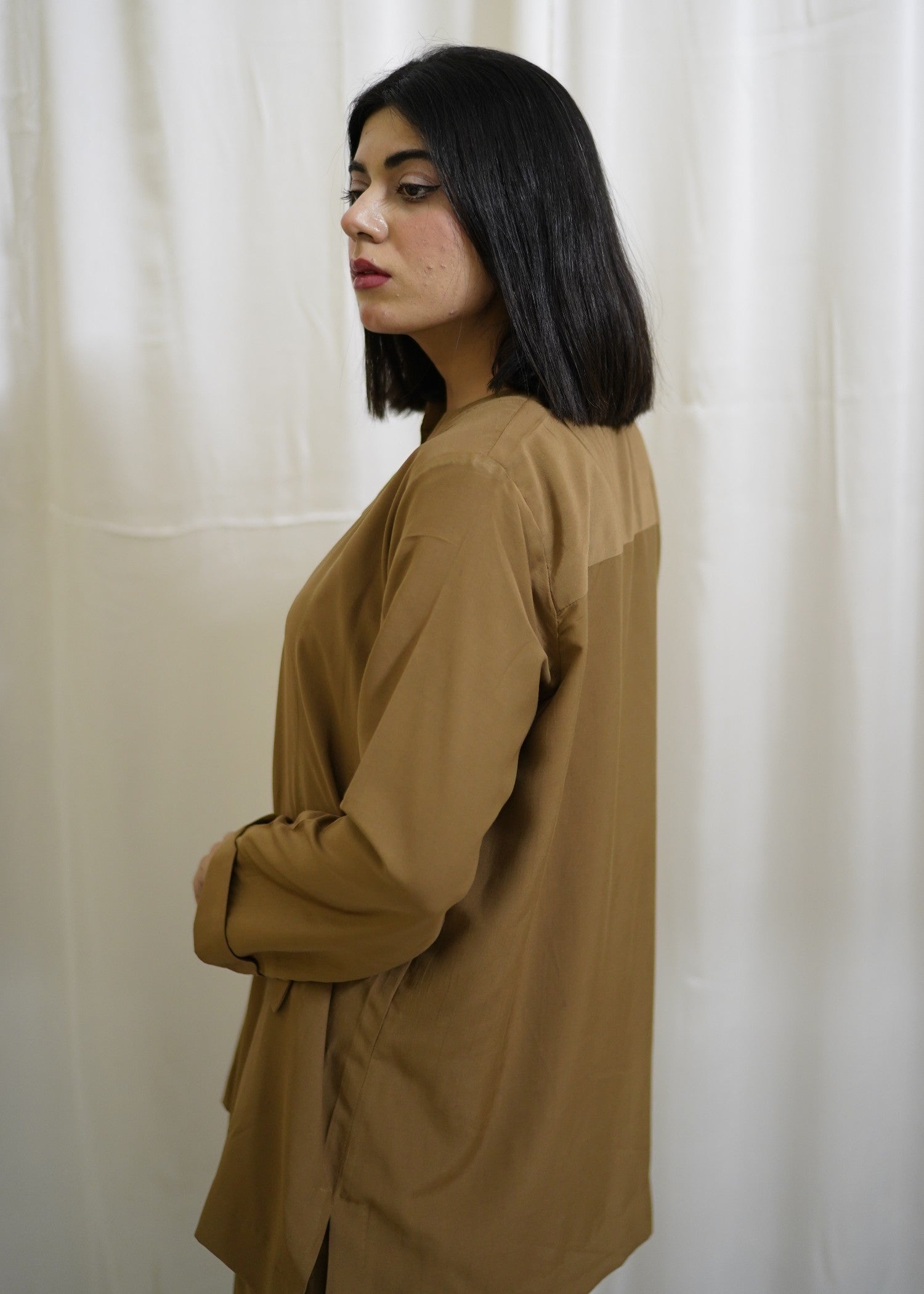 textured grip Co ord Sets in Camel brown