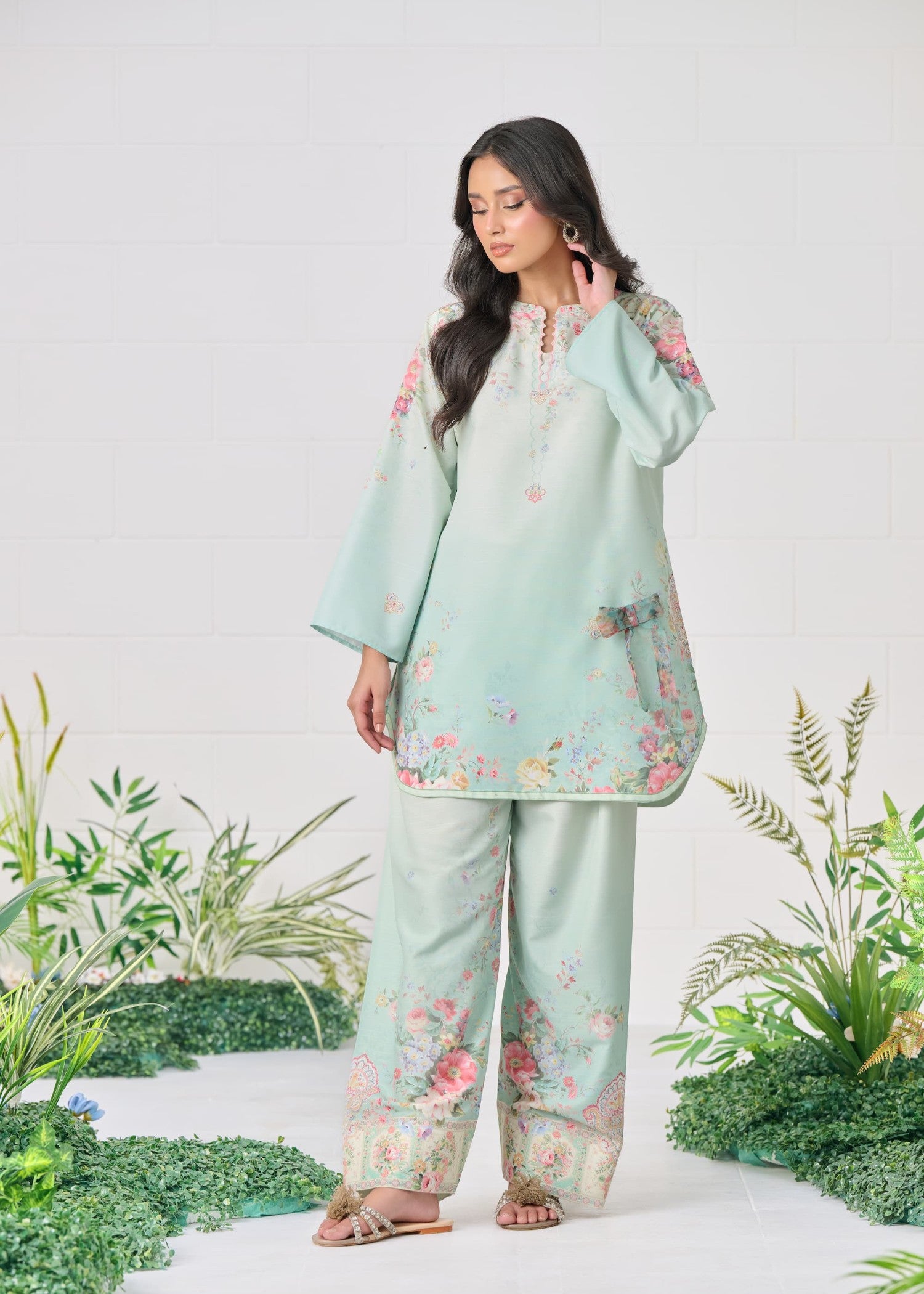 raw silk Co Ord Sets in Light blue