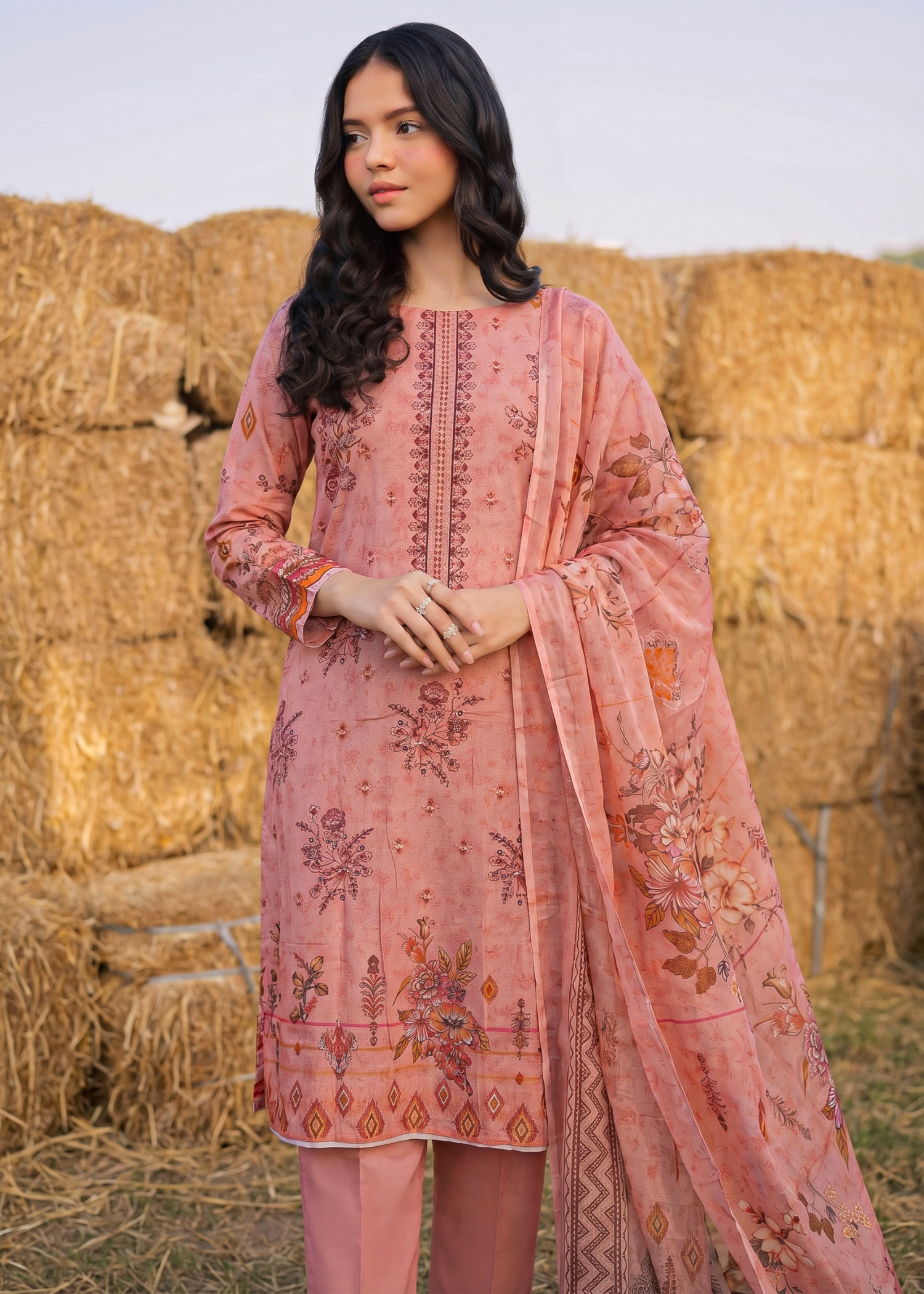 karandi Unstitched in Pink