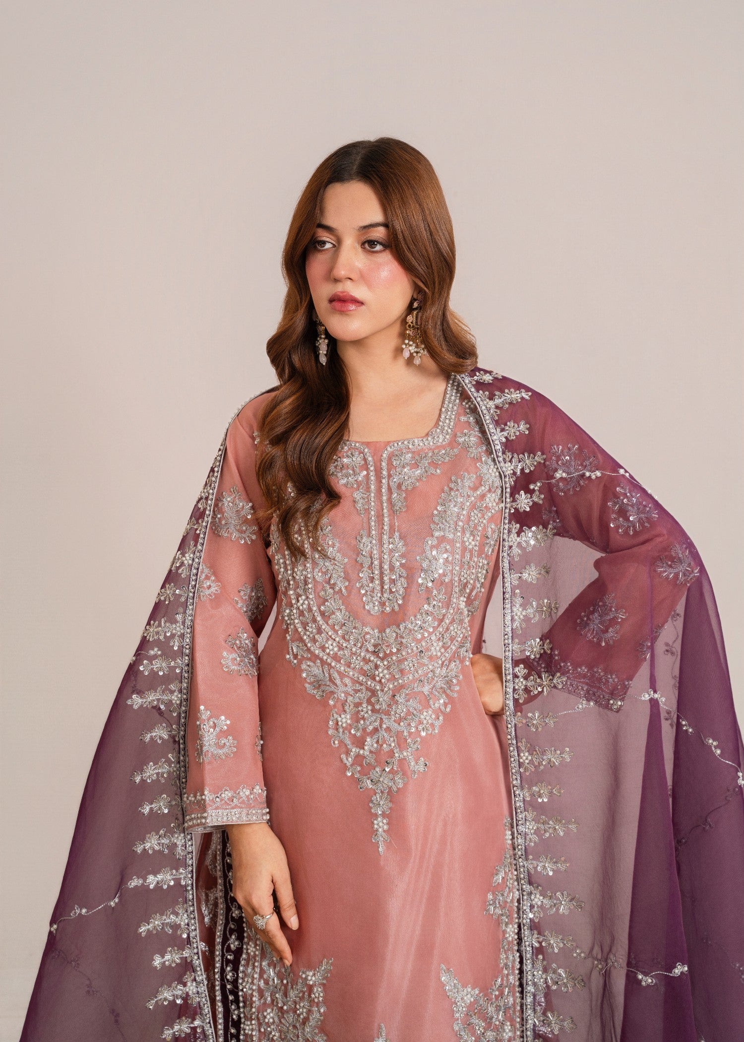 organza Sharara in Pastel pink