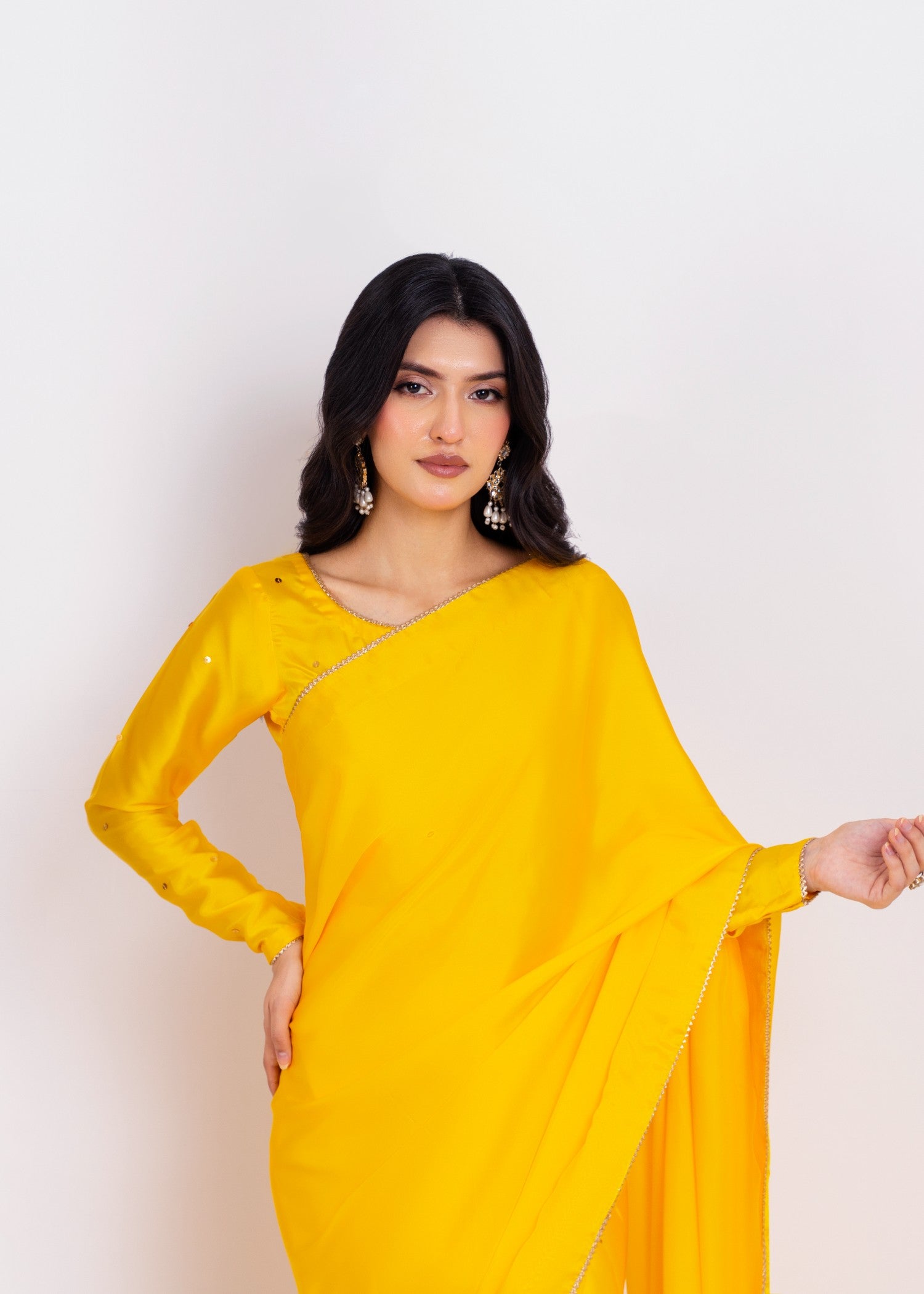 silk Saree in Yellow