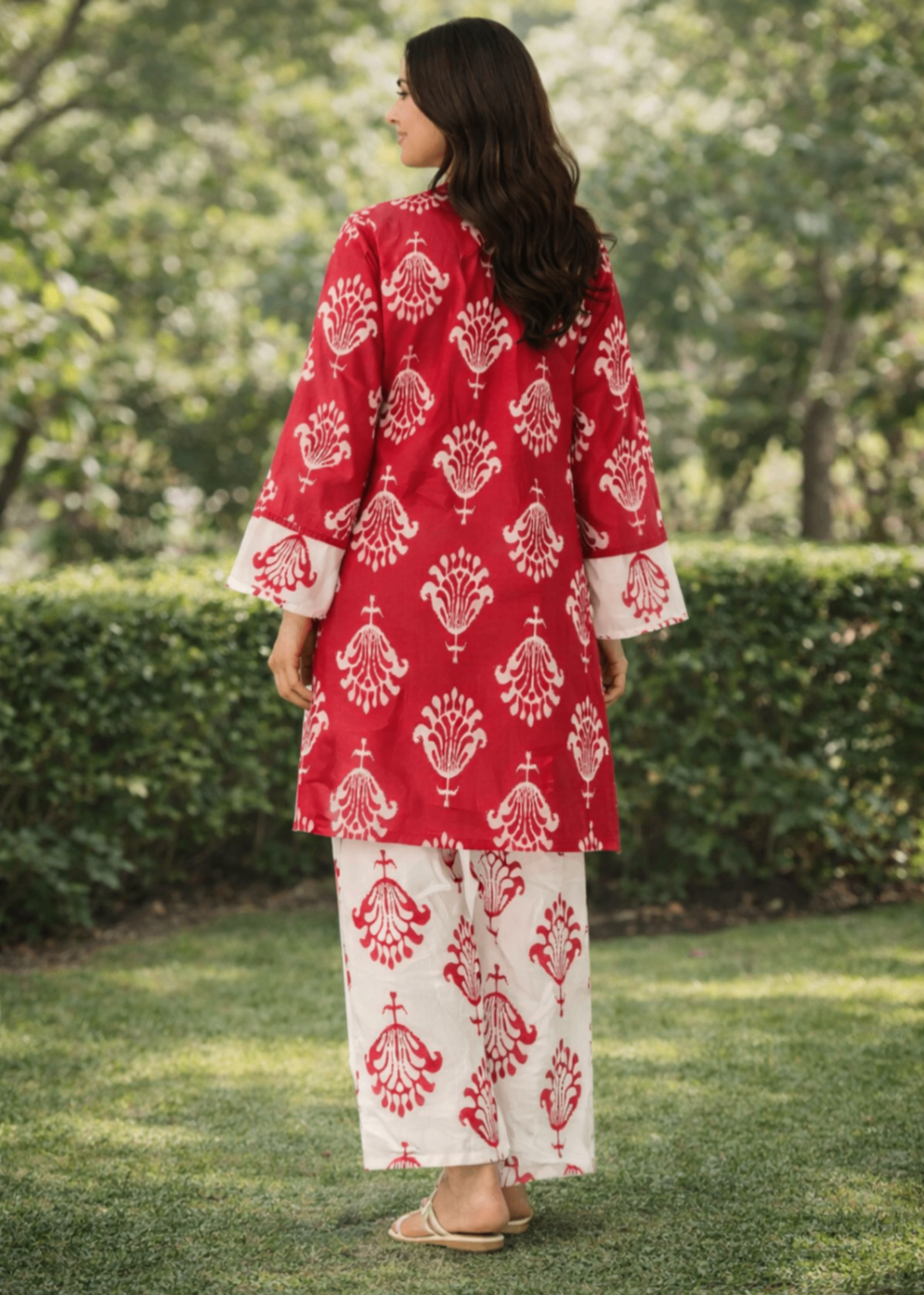 linen Co Ord Sets in White, red