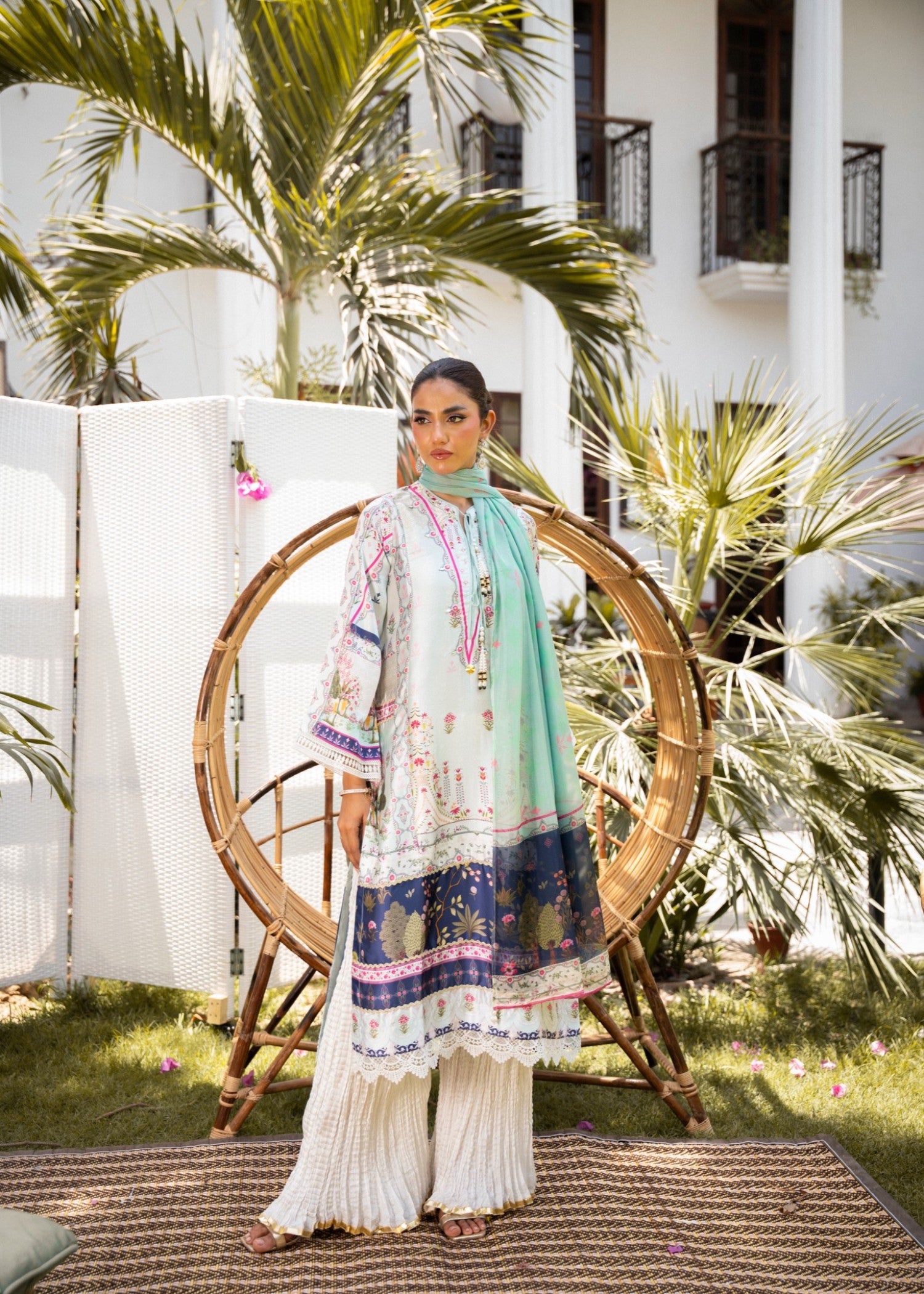 silk Sharara in Off-white
