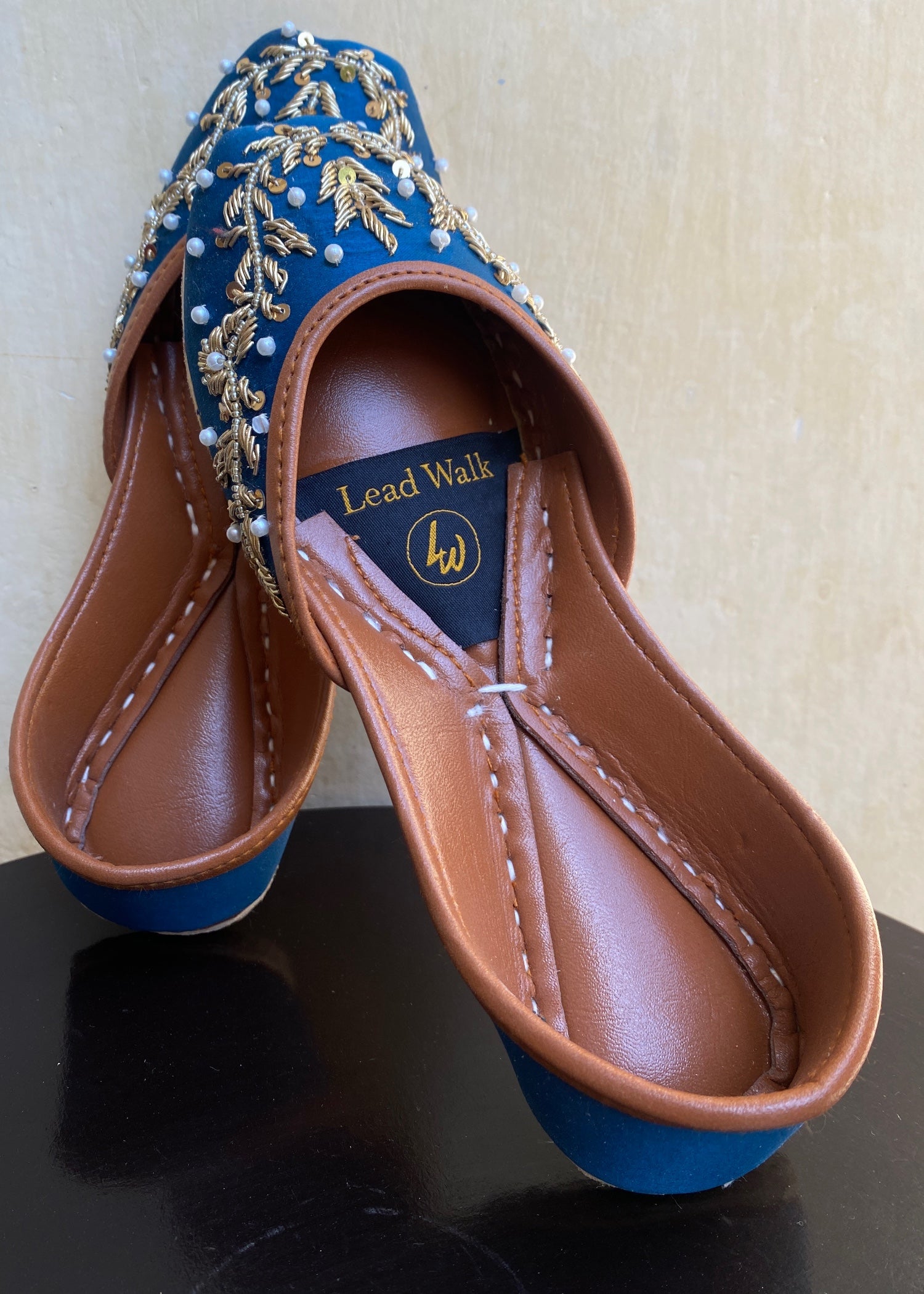 Khussa in Ocean blue by - High Quality Women Khussa PHU2231