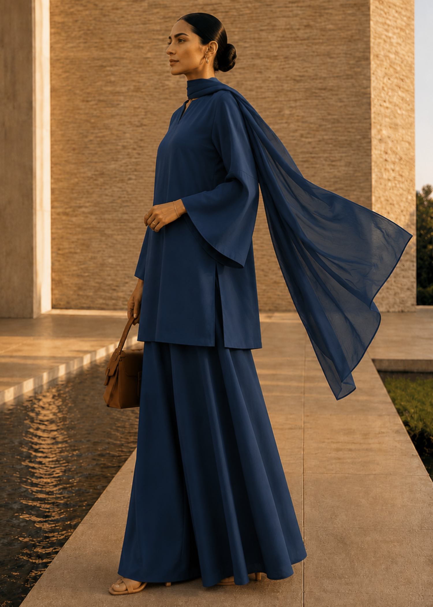 pure cotton Kurta Set in Navy blue