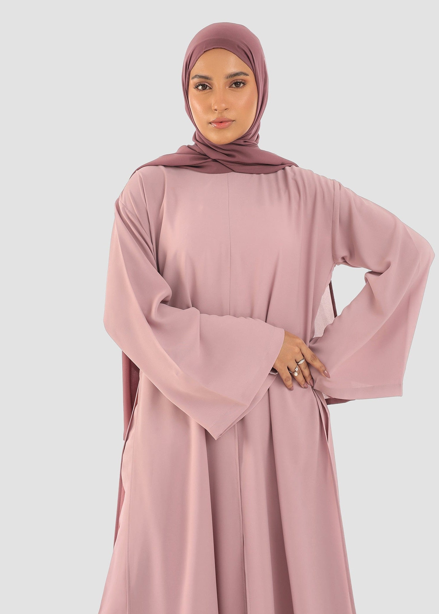 polyester-spandex Abaya in Rose pink