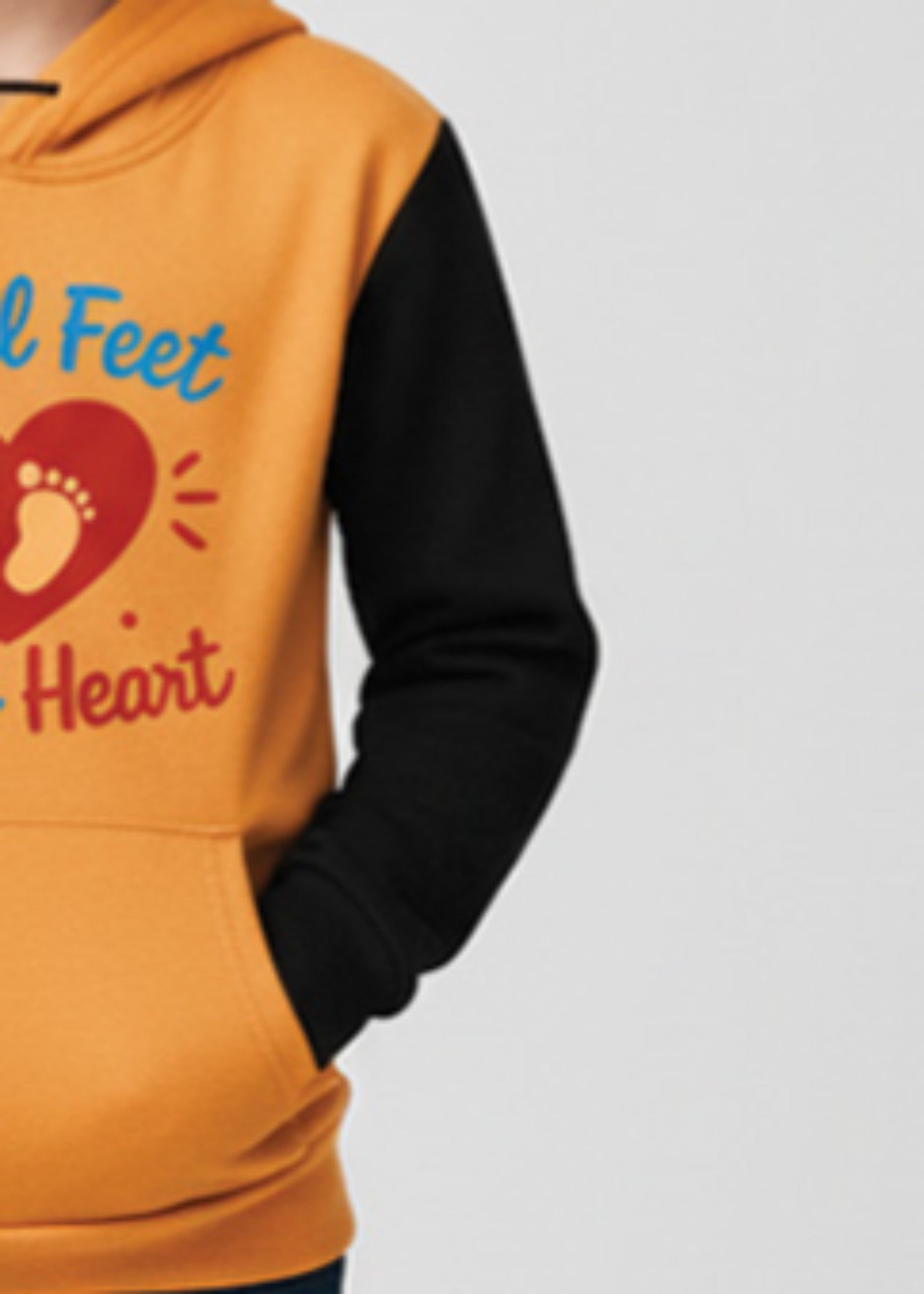 fleece Hoodie in Black, mustard