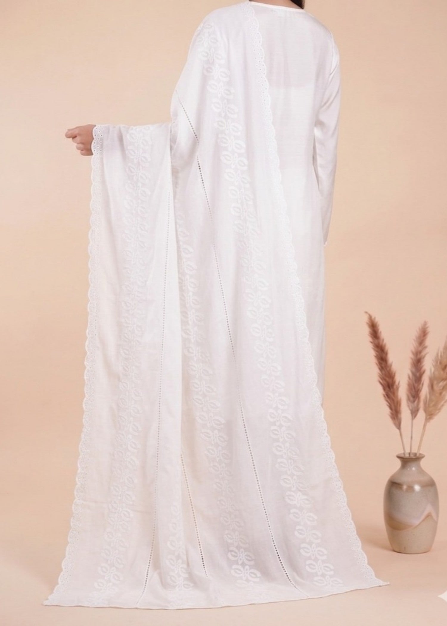 Shawl in White Color by - Trendy Women Shawl JOE6173