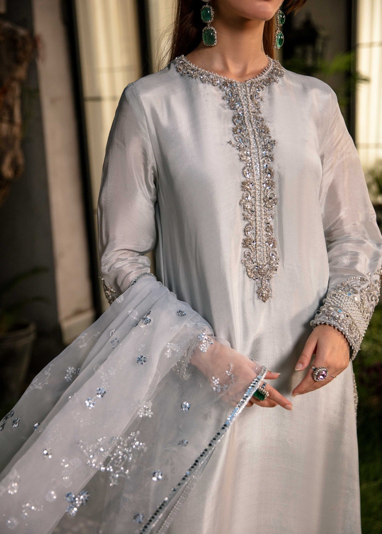 silk Sharara in Ash grey