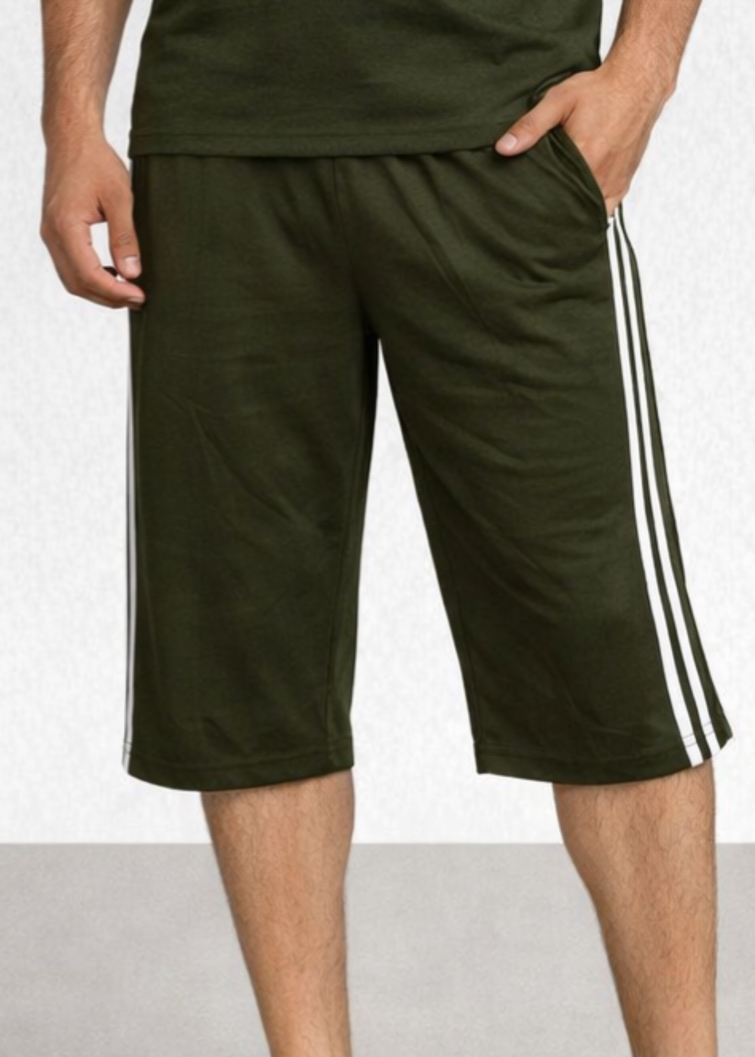 cotton jersey Shorts in Olive green
