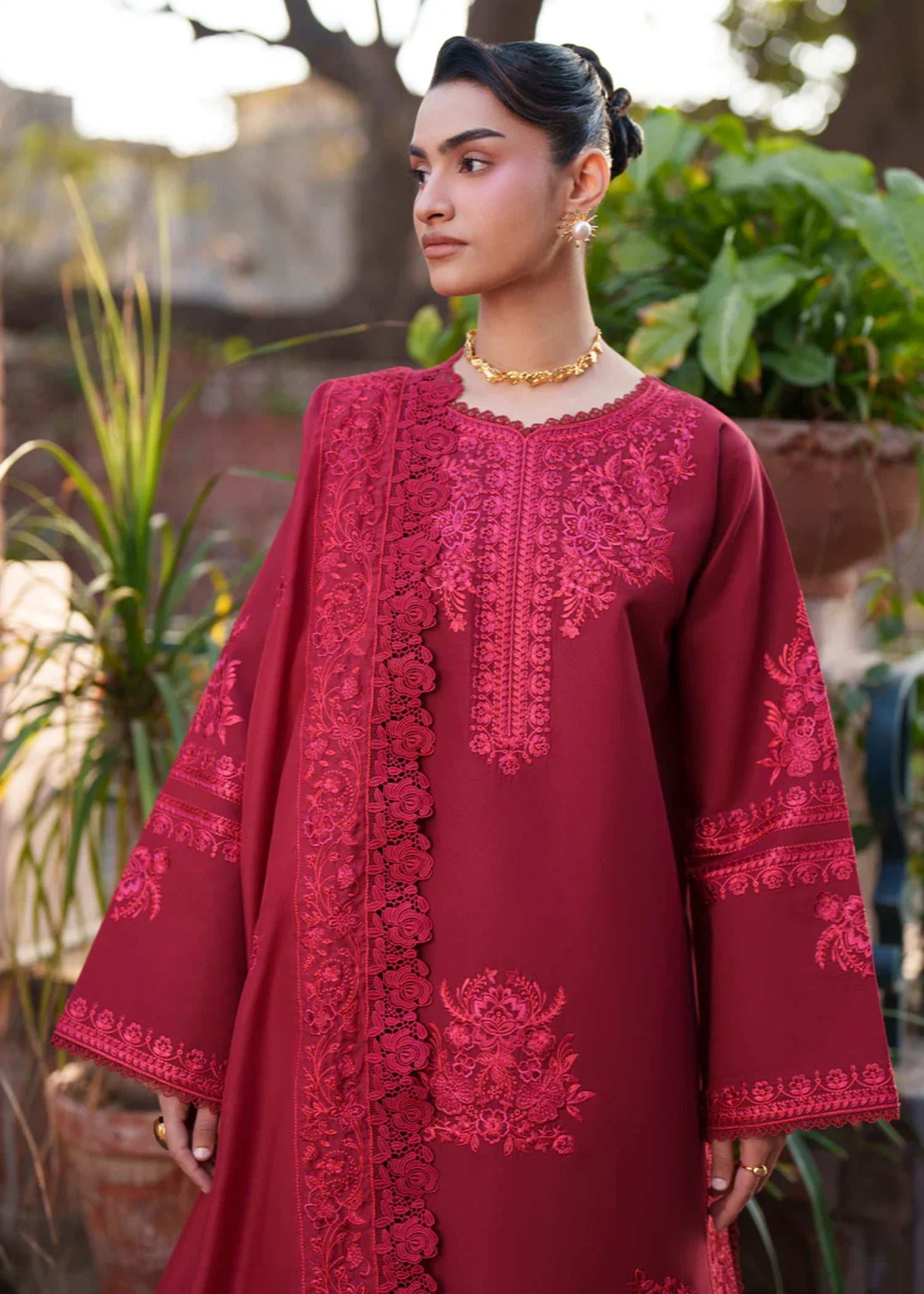 lawn Unstitched in Crimson