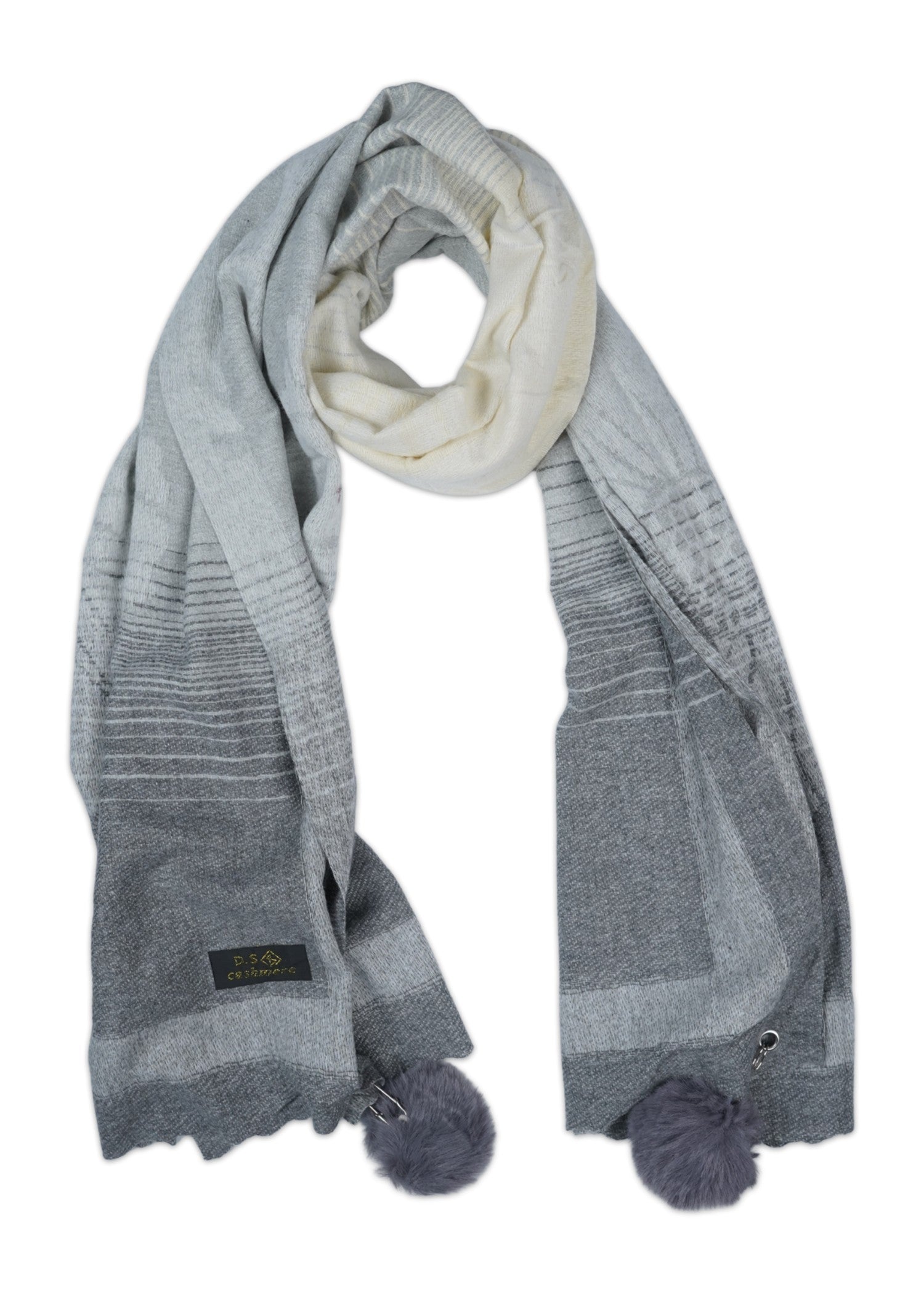 wool Hijab in Cream, grey