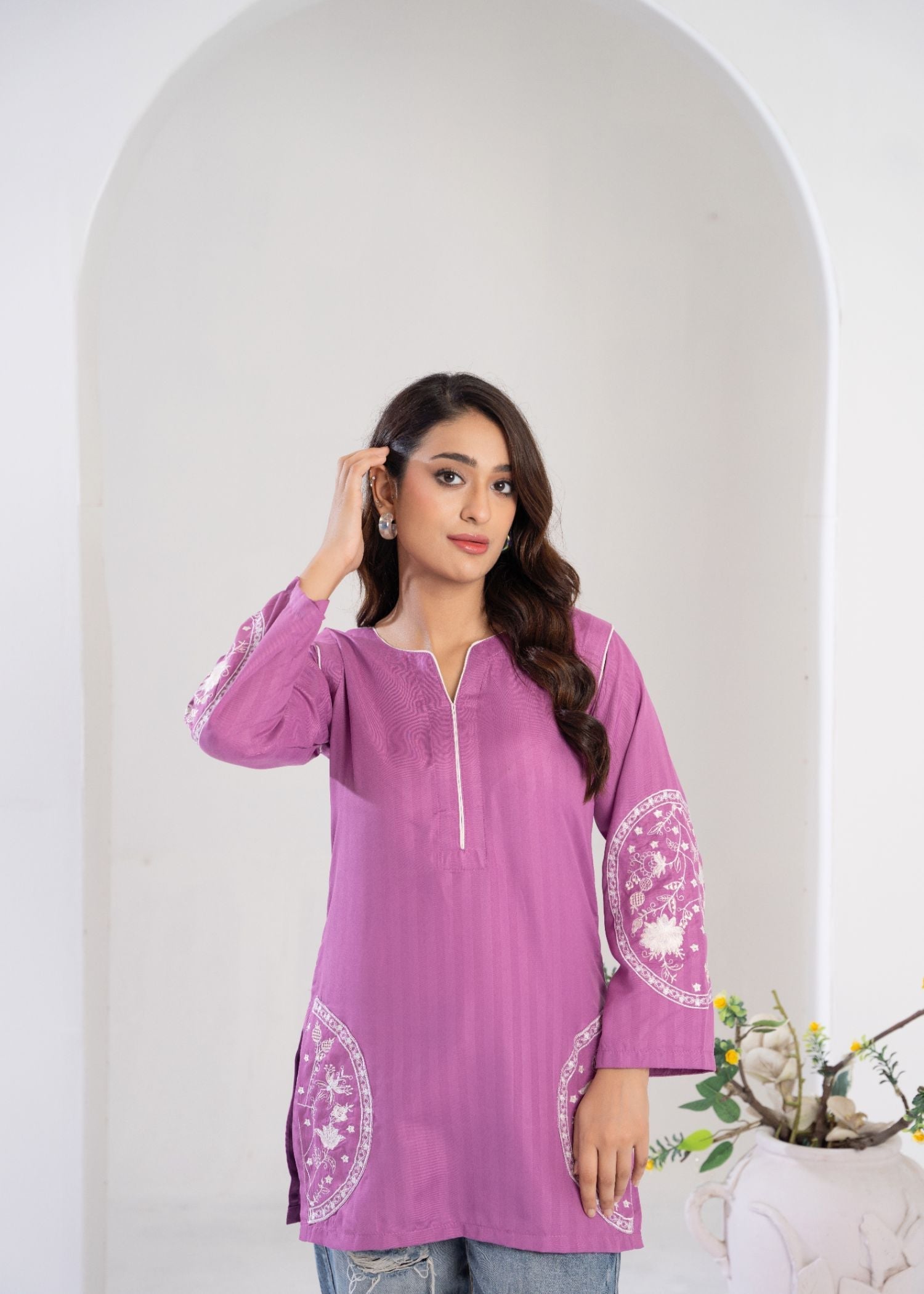 cotton Kurti in Lilac