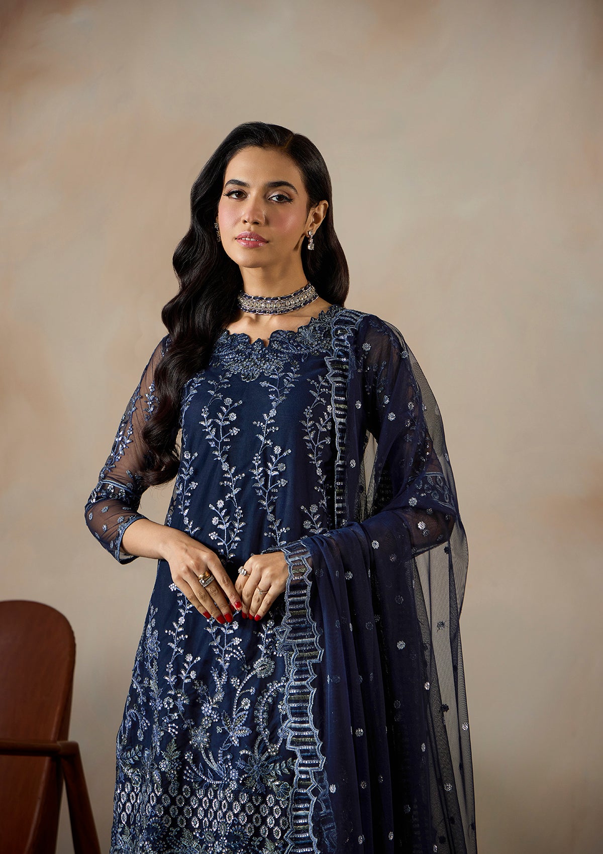 net Unstitched in Navy blue